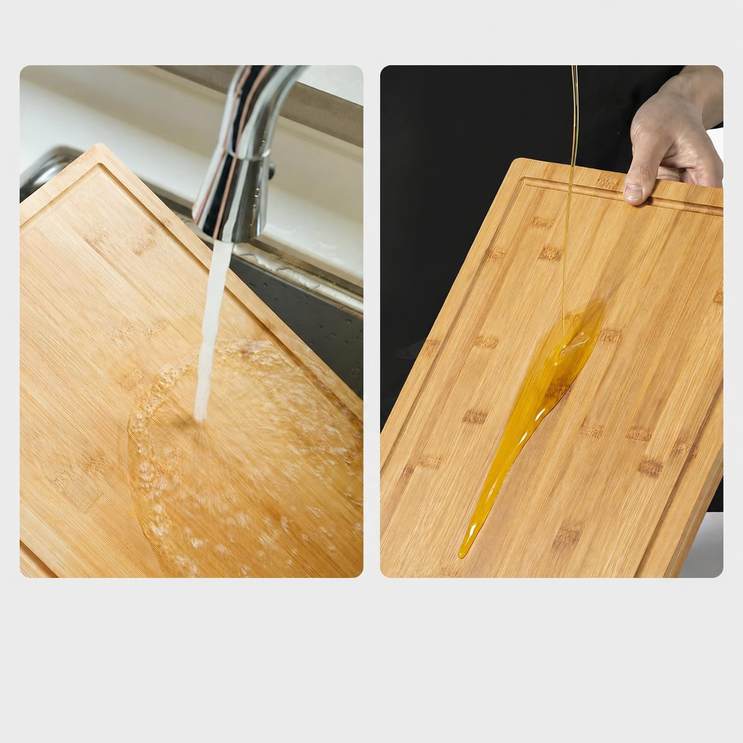17"11" Bamboo Cutting Boards Kitchen Knife-Friendly Food Grade 1.5cm Thick Reversible Natural Deep Juice Groove Chopping - Image 6