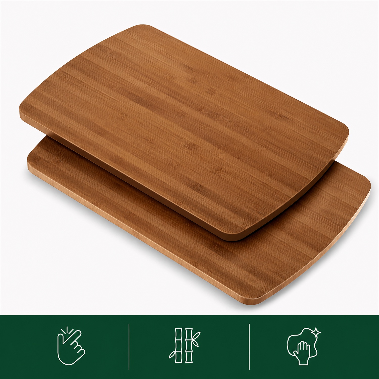 Bamboo Wood Rectangle Cutting Board Set 1cm Thick Deep Juice Groove Side Handles for Kitchen Meal Prep Charcuterie Butcher Block - Image 3