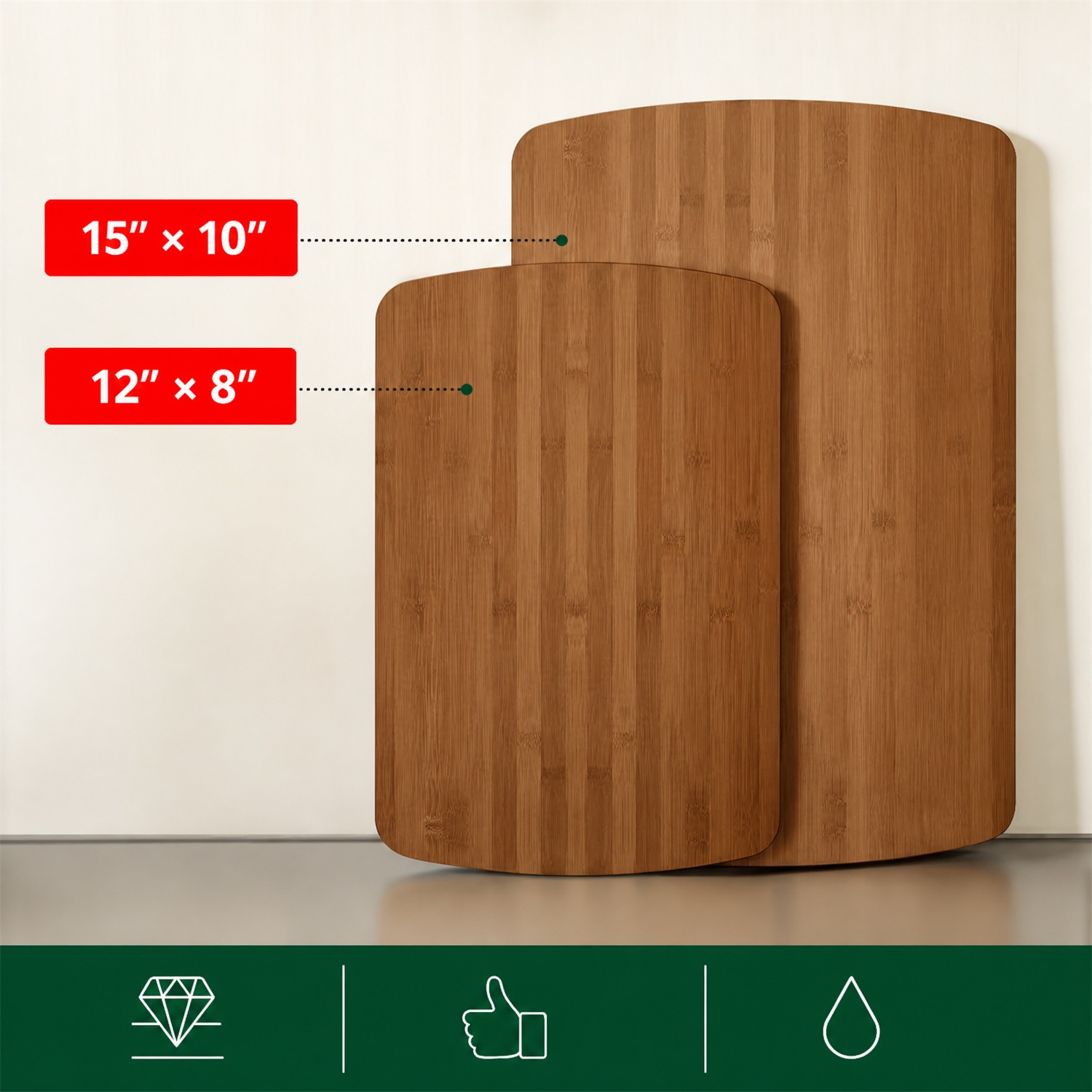 Bamboo Wood Rectangle Cutting Board Set 1cm Thick Deep Juice Groove Side Handles for Kitchen Meal Prep Charcuterie Butcher Block - Image 7