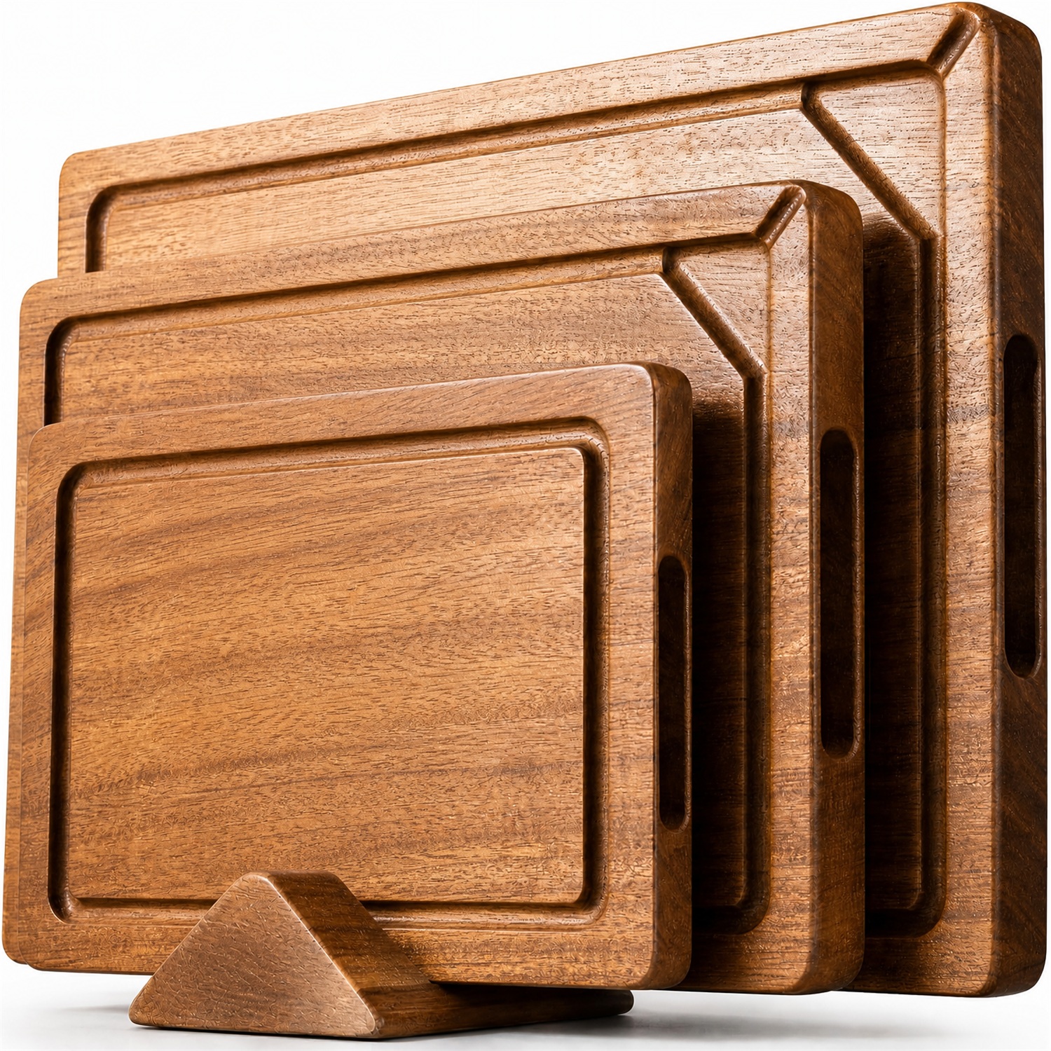 Acacia Wood 3-Piece Cutting Board Set Deep Juice Grooves Butcher Block Design 2.5cm Thick Rectangle Shape Combination Packaging - Image 6