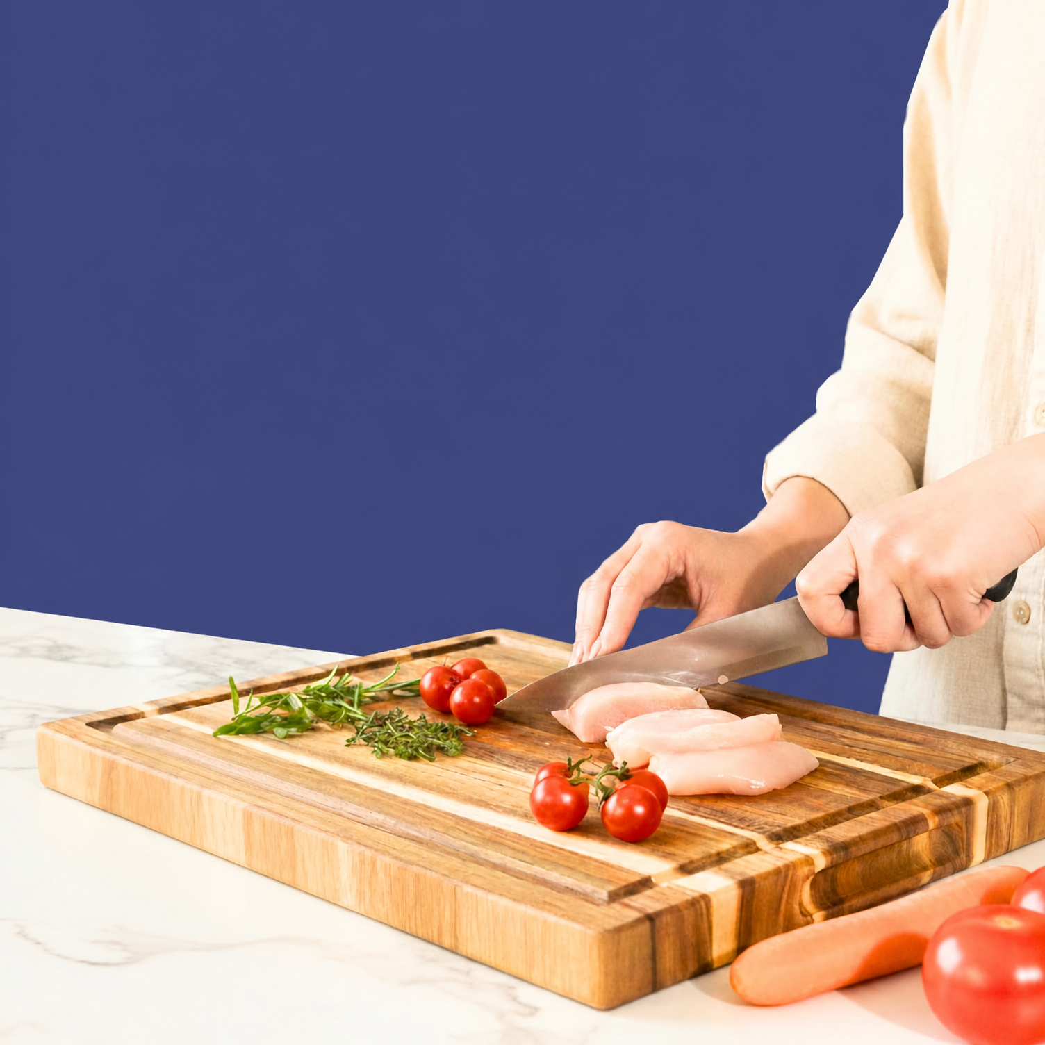 Acacia Wood Cutting Board Brand Reusable 2.5cm Thick Rectangle Mineral Oil Plastic Free 16x11 - Image 3