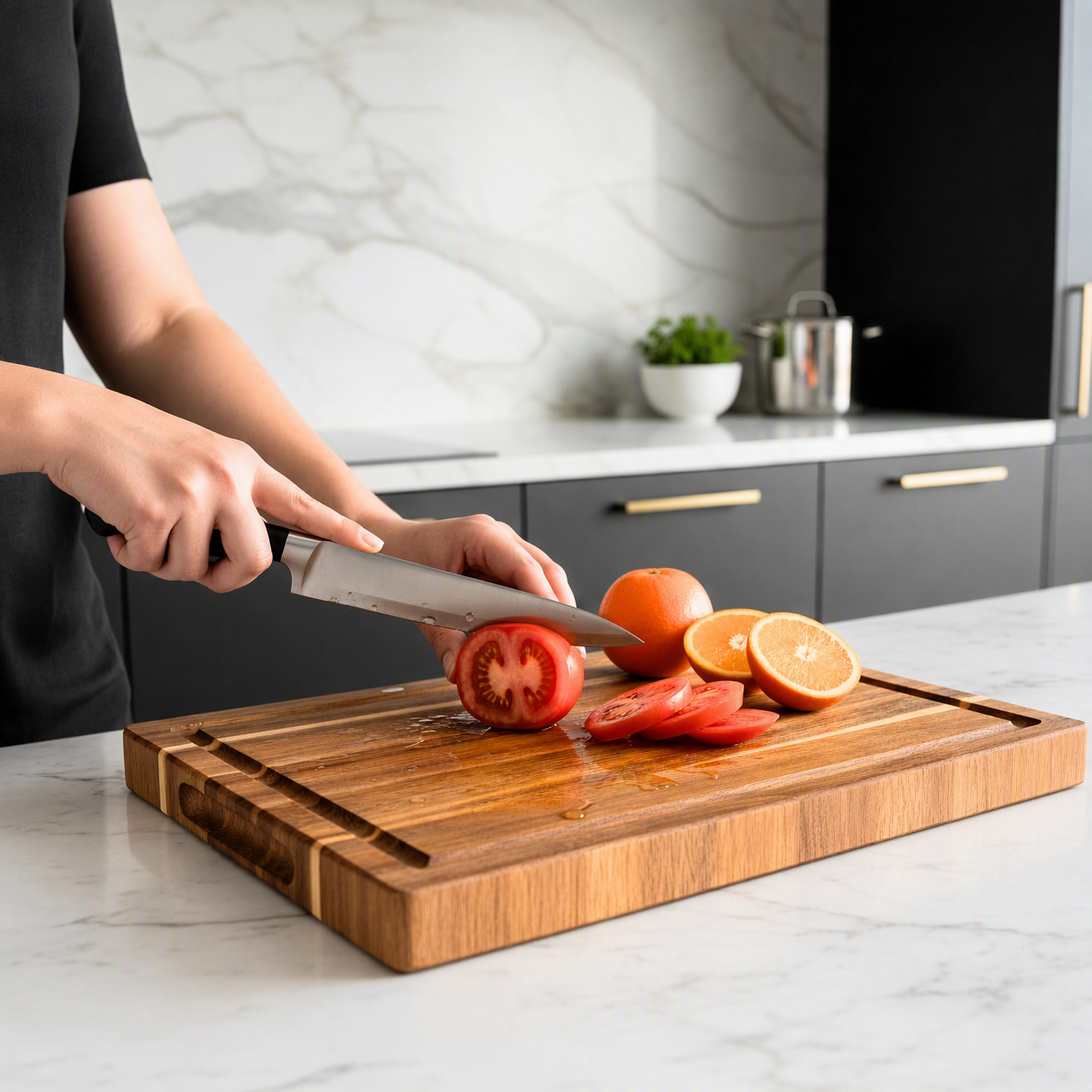 Acacia Wood Cutting Board Brand Reusable 2.5cm Thick Rectangle Mineral Oil Plastic Free 16x11