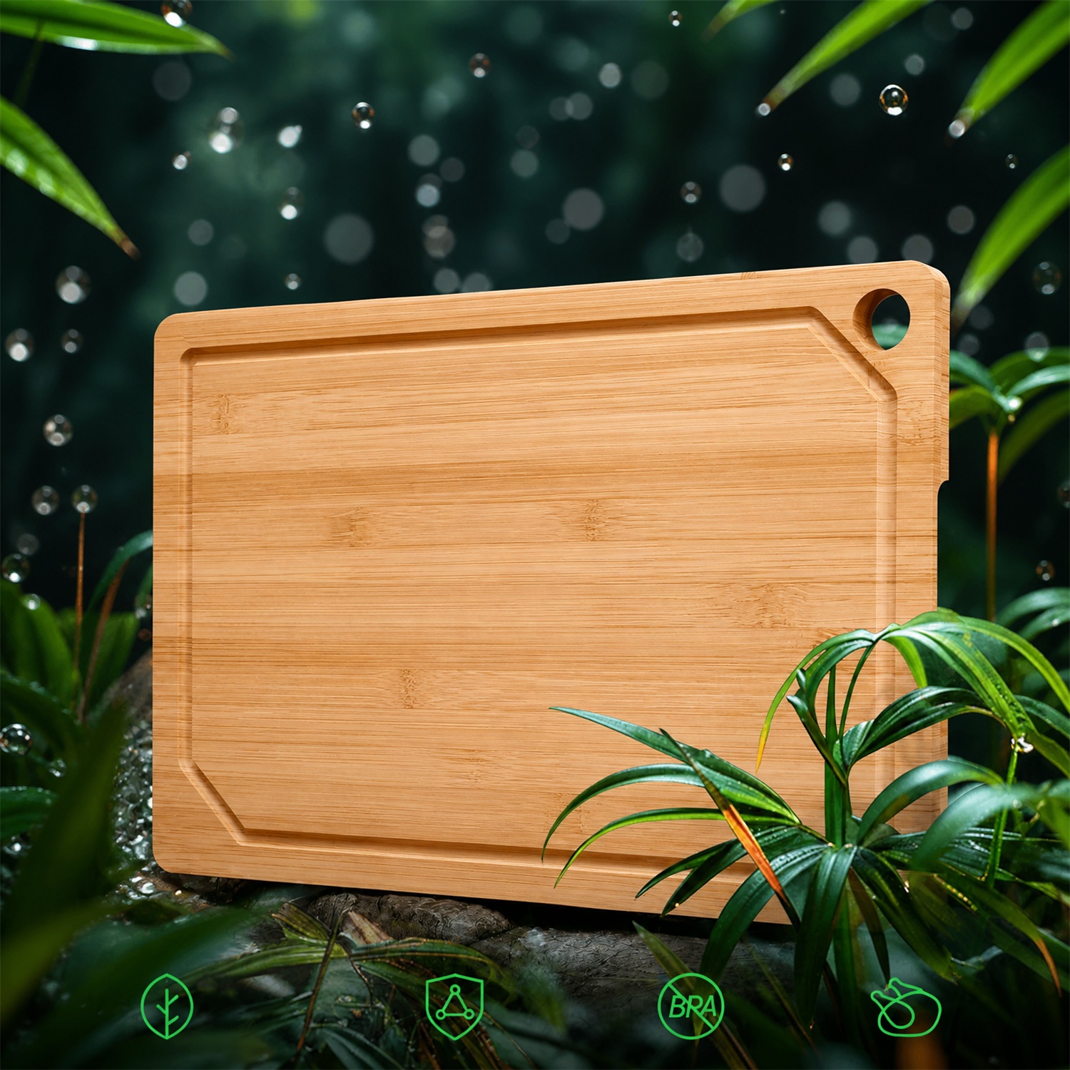 Bamboo Rectangle Cutting Board Kitchen Large Natural | Multi-Sizes Wooden 1.3cm Thick Chopping Serving Convenient Kitchen - Image 3