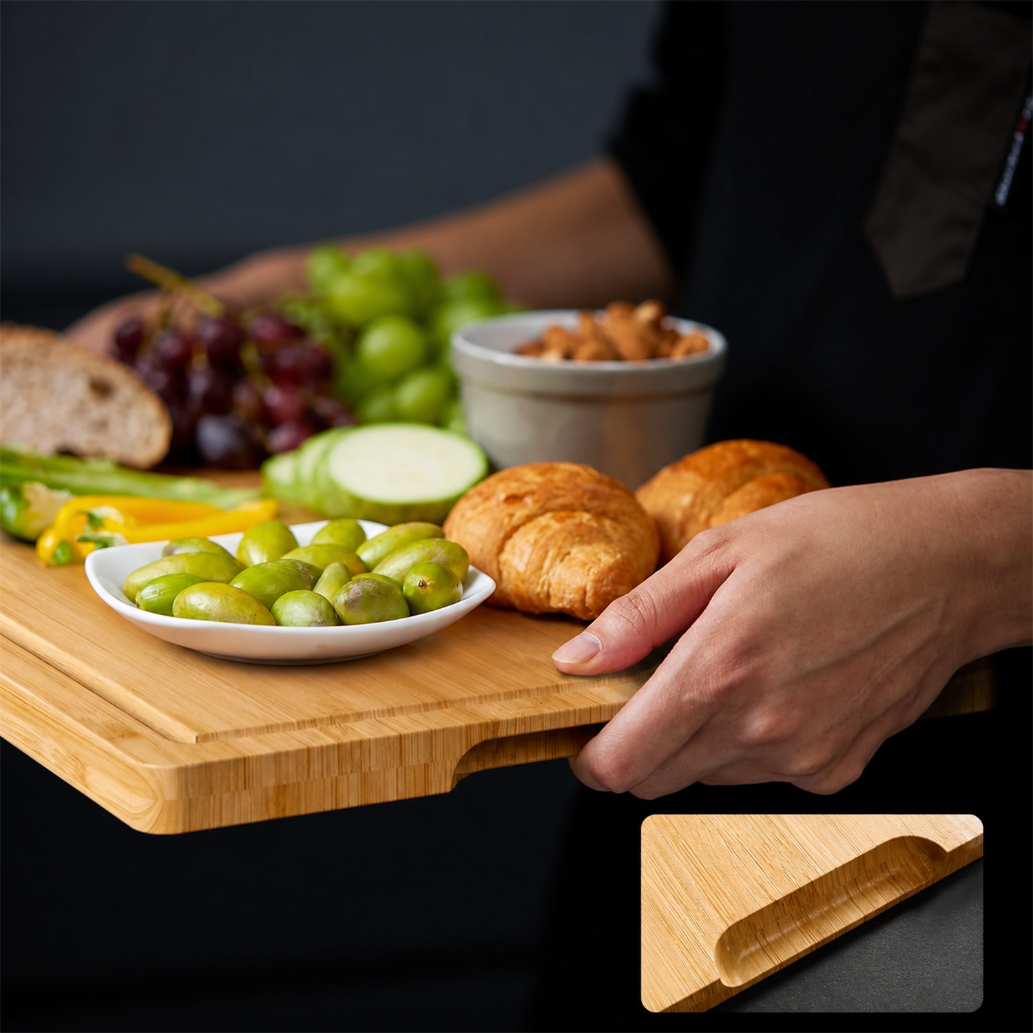 Bamboo Rectangle Cutting Board Kitchen Large Natural | Multi-Sizes Wooden 1.3cm Thick Chopping Serving Convenient Kitchen - Image 5