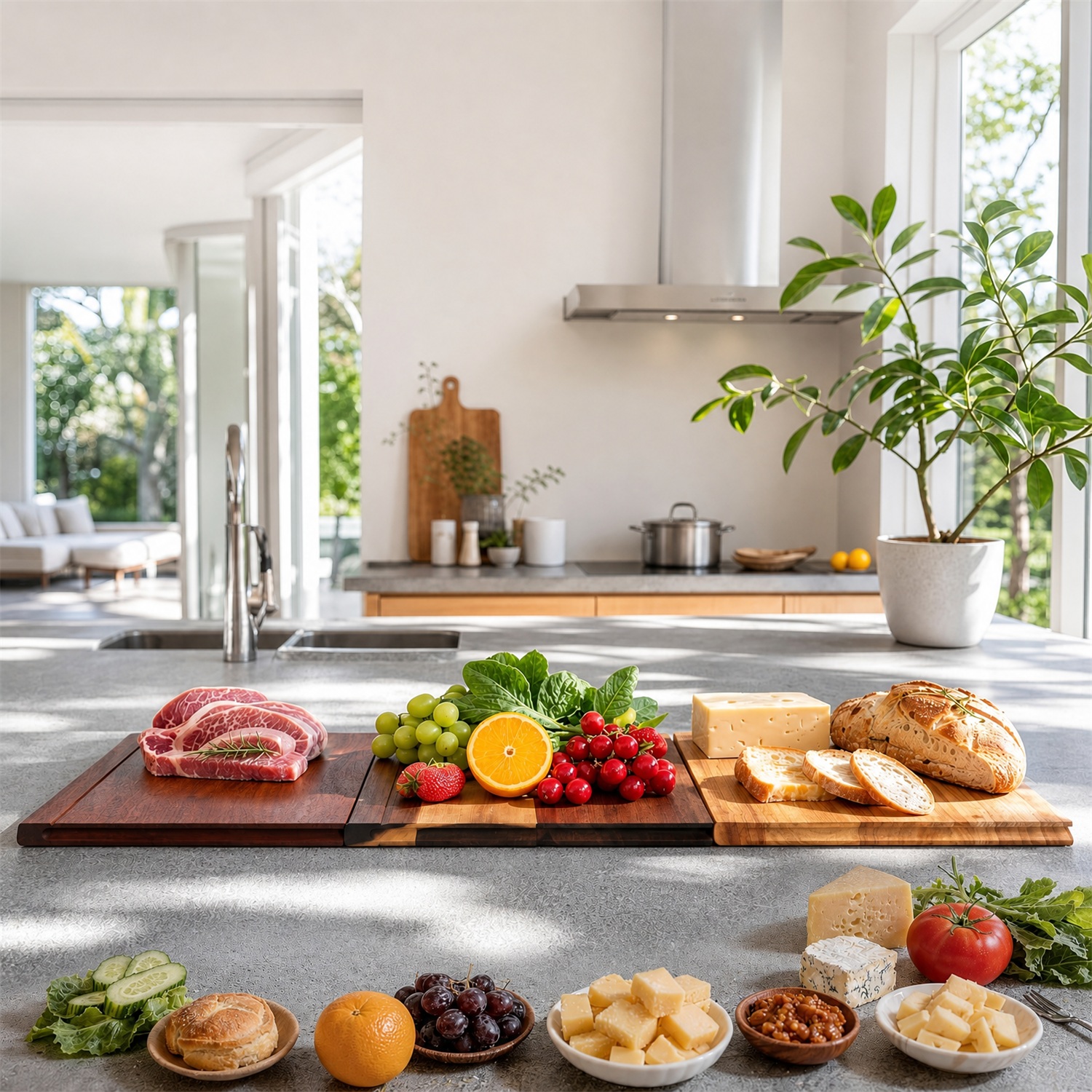 Book Cutting Board Set Wooden Stand Home Cooks | 3 Labeled Boards Fruits Veggies Meat Fish Bread Cheese Organized Prep No Cross - Image 6