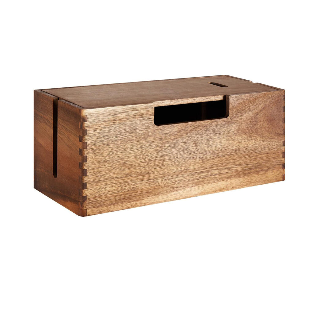 Wood Cable Management Box Wooden Cord Hider & Organizer for Power Strip Electrical Hiding Wood Storage Box for Wire Storage Organization