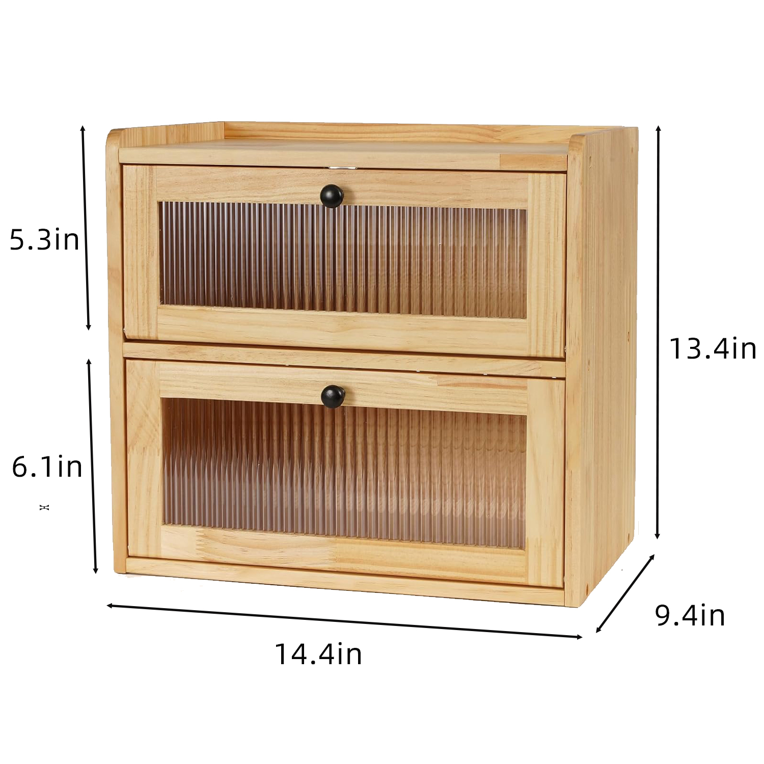 Wooden Bread Storage Box 2-Layer Bread Box Holder Farmhouse Bread Box for Kitchen Countertop Large Capacity - Image 4