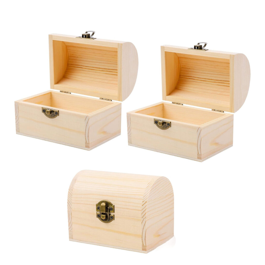 Arch Wooden Box Small Medium Large Unfinished Wooden Box with Lid Keepsake Box for Jewelry Storage DIY Crafts