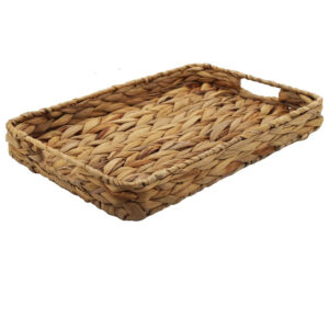Natural Grass Weaving Storage Tray & Fruit Basket - Handwoven Tea Serving Tray, Arts & Crafts Organizer Bin for Kitchen, Tabletop & Countertop