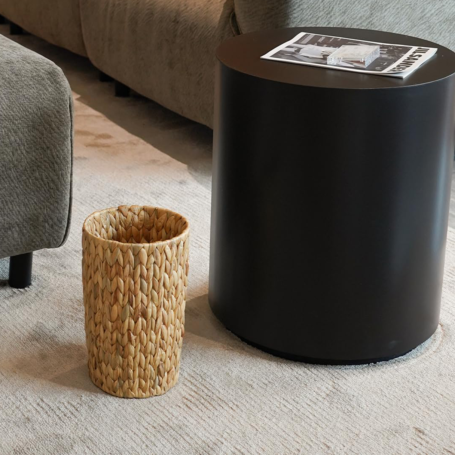 2 Gallon Water Hyacinth Wicker Trash Can - Small Round Waste Basket, Natural Woven Storage Bin for Bathroom, Bedroom, Office & Kitchen - Image 4