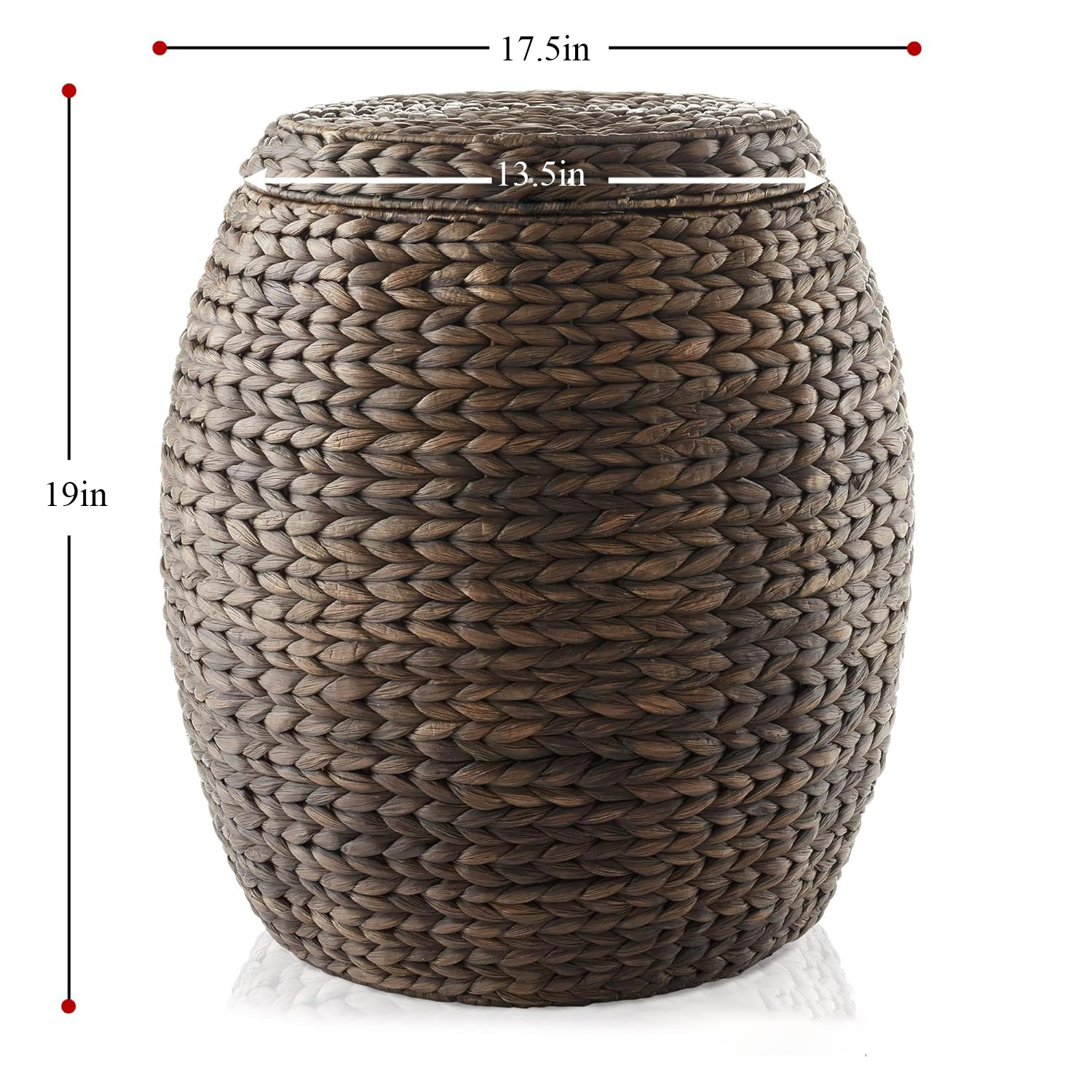 Round Water Hyacinth Storage Basket with Lid - Espresso Handwoven Organizer for Home, Office & Nursery, Stackable Wicker Bin with Durable Handle - Image 7