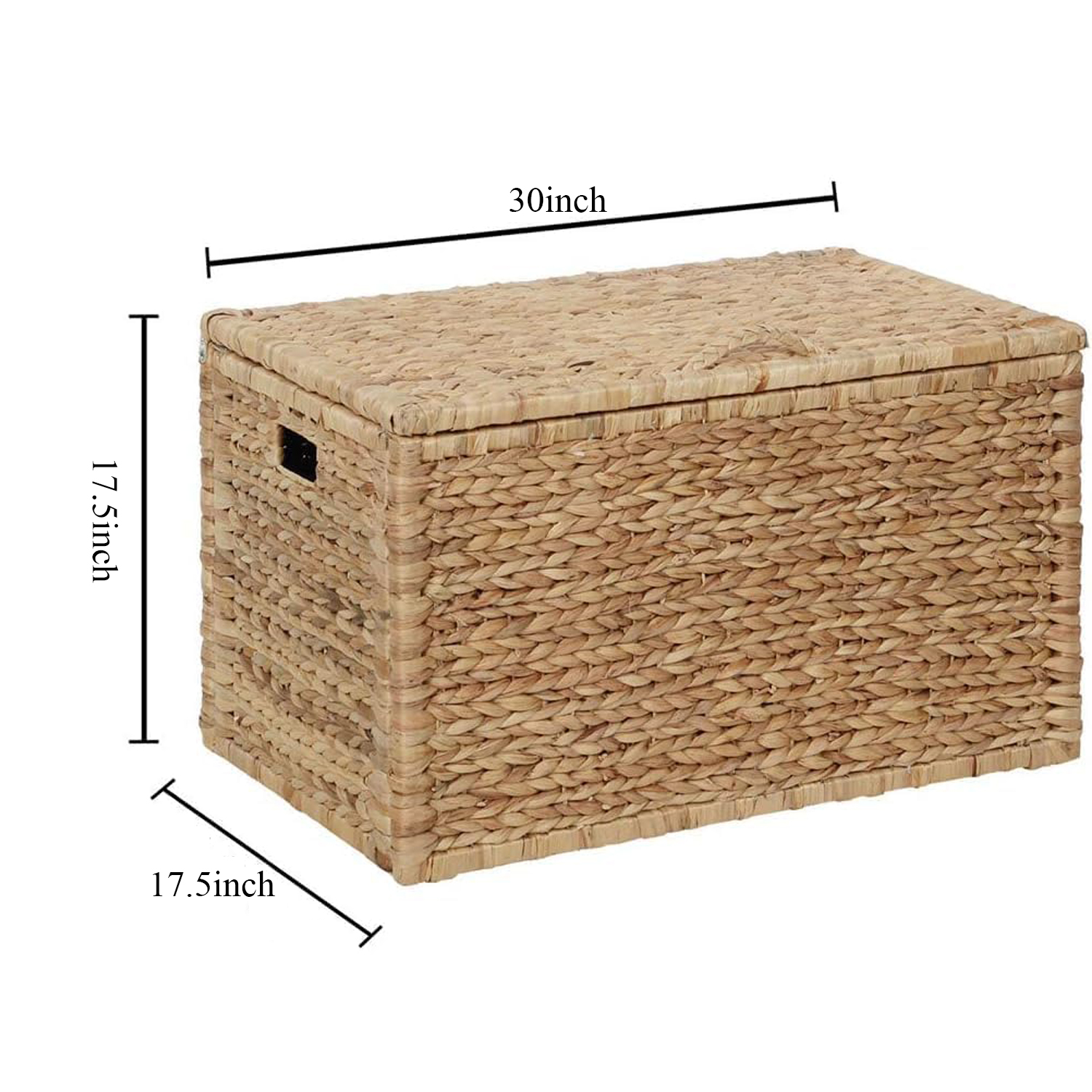 Heavy-Duty Water Hyacinth Storage Trunk with Metal Frame - 30x17.5x17.5 Inch Natural Wicker Blanket Chest, Farmhouse Storage Box with Safety Hinge for Living Room, Bedroom & Entryway - Image 7