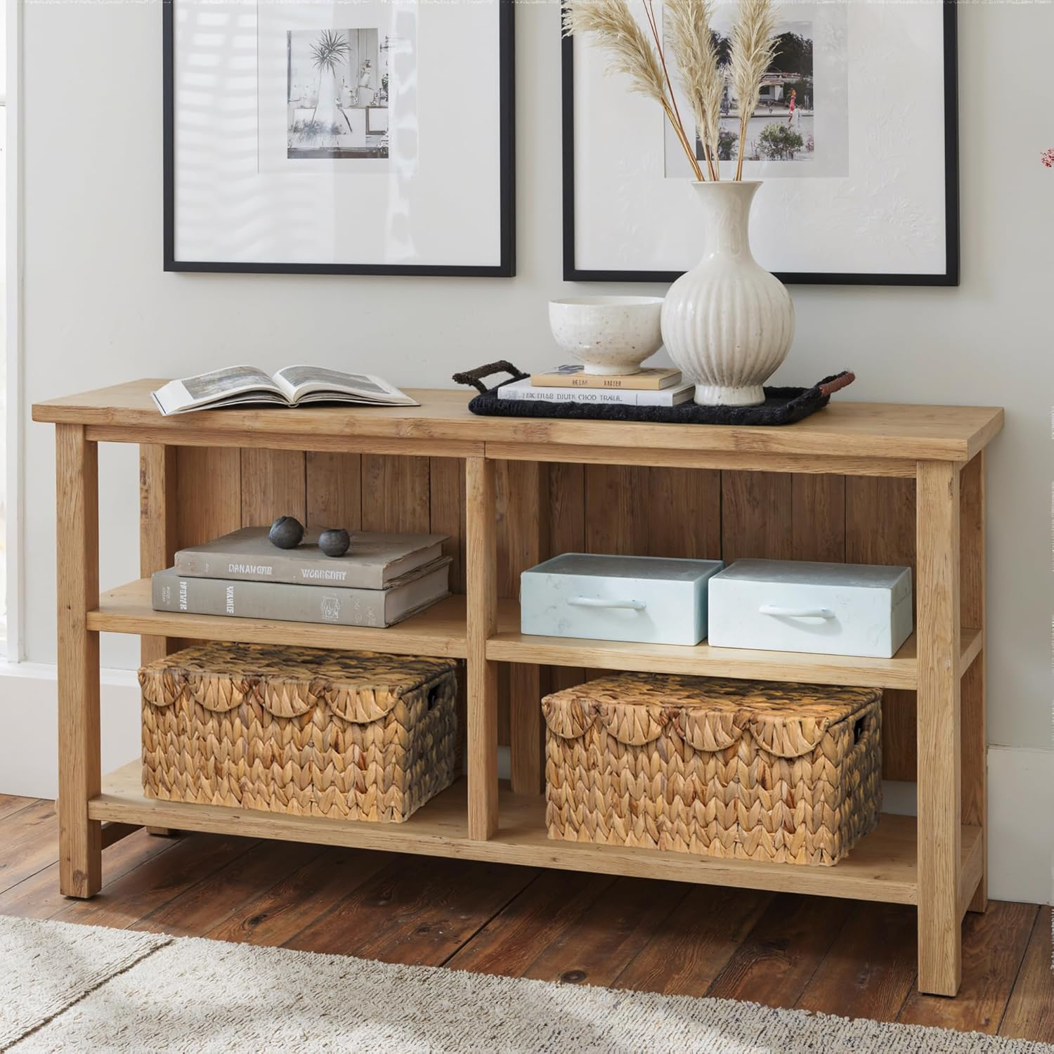 Water Hyacinth Wicker Basket with Scalloped Lid & Handles - Handwoven Storage Box with Iron Frame, Natural Decorative Organizer for Nursery, Living Room & Bathroom - Image 5