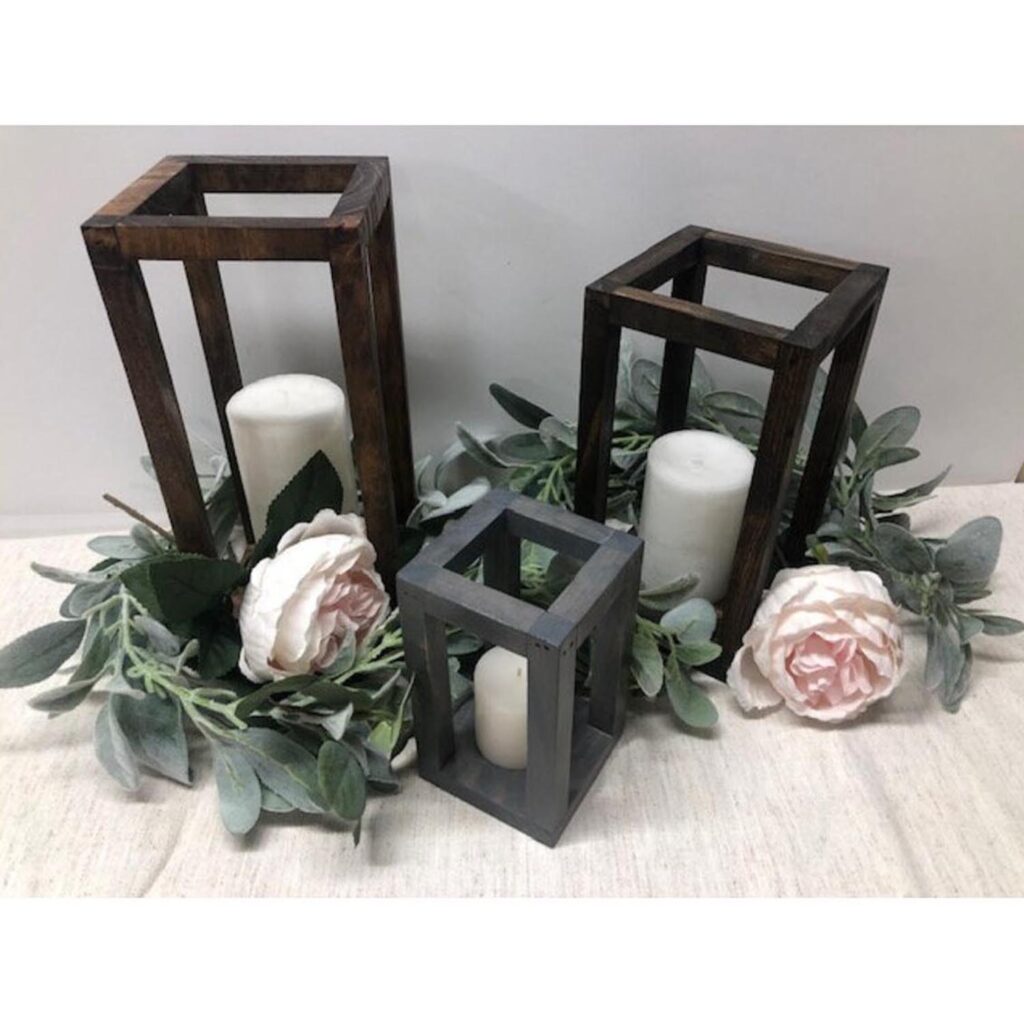 Rustic Wooden Lantern – Farmhouse Wedding Table Centerpiece & Home Decor