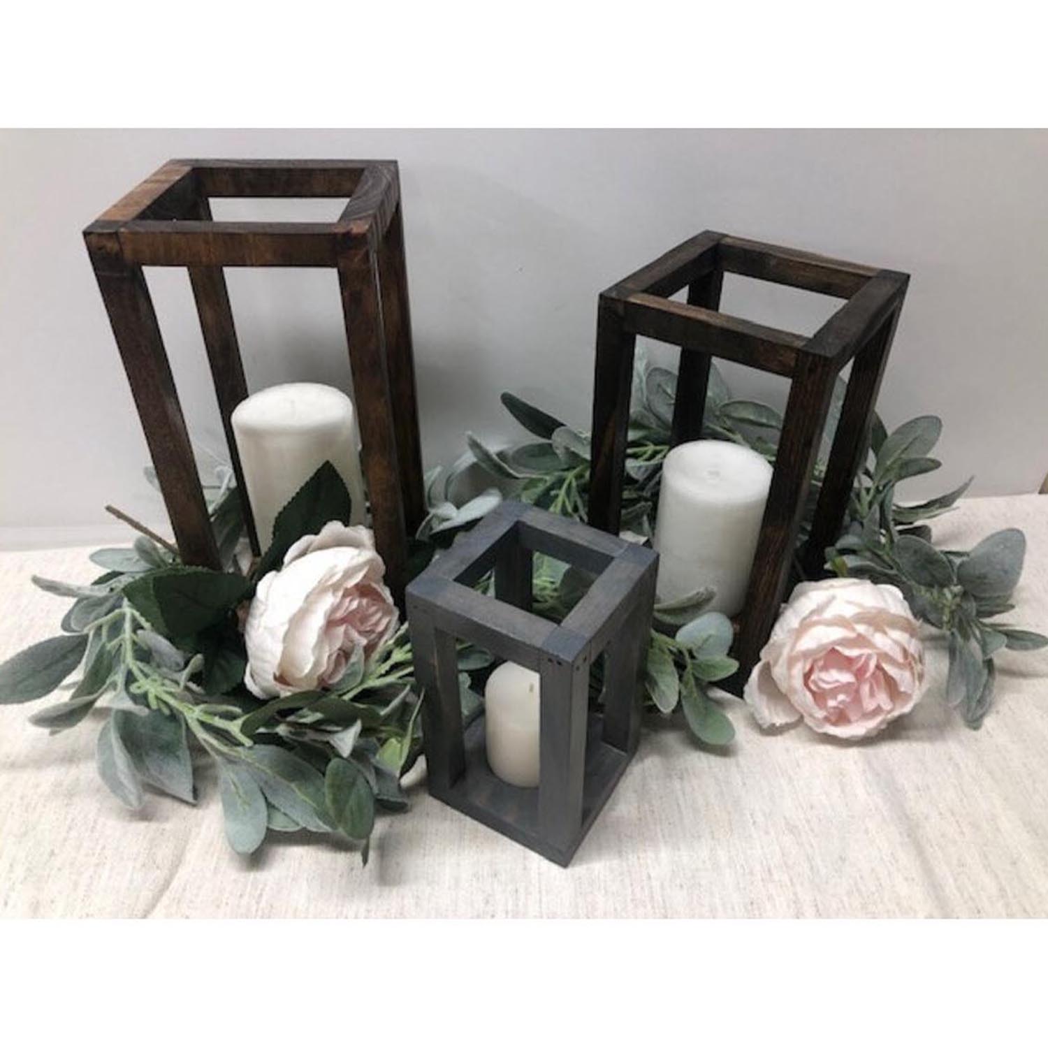 Rustic Wooden Lantern – Farmhouse Wedding Table Centerpiece & Home Decor