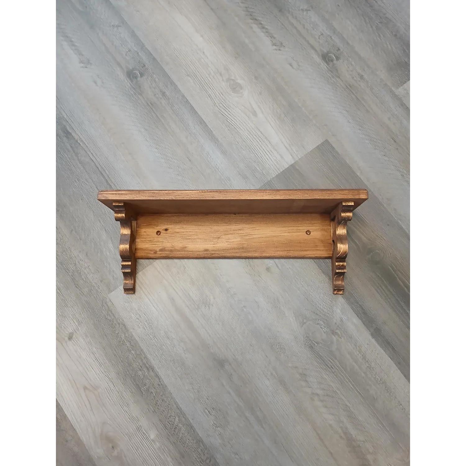 Rustic Pine Floating Wall Shelf with Live Edge Wood & Sturdy Low Support Bracket – Farmhouse Wall Decor