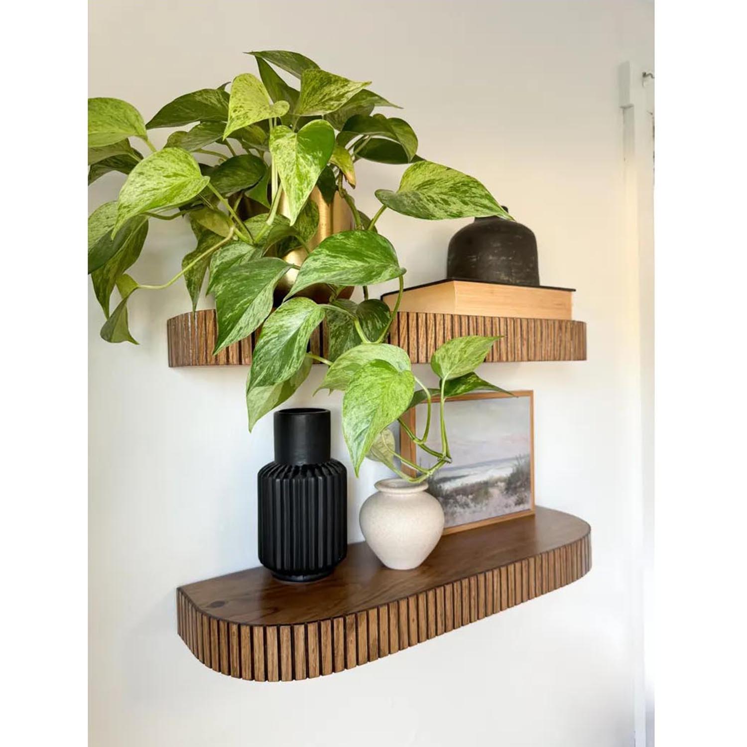 Wooden Floating Wall Shelf with Rounded Corners & Recessed Groove – Modern Farmhouse Wall Storage Decor - Image 4