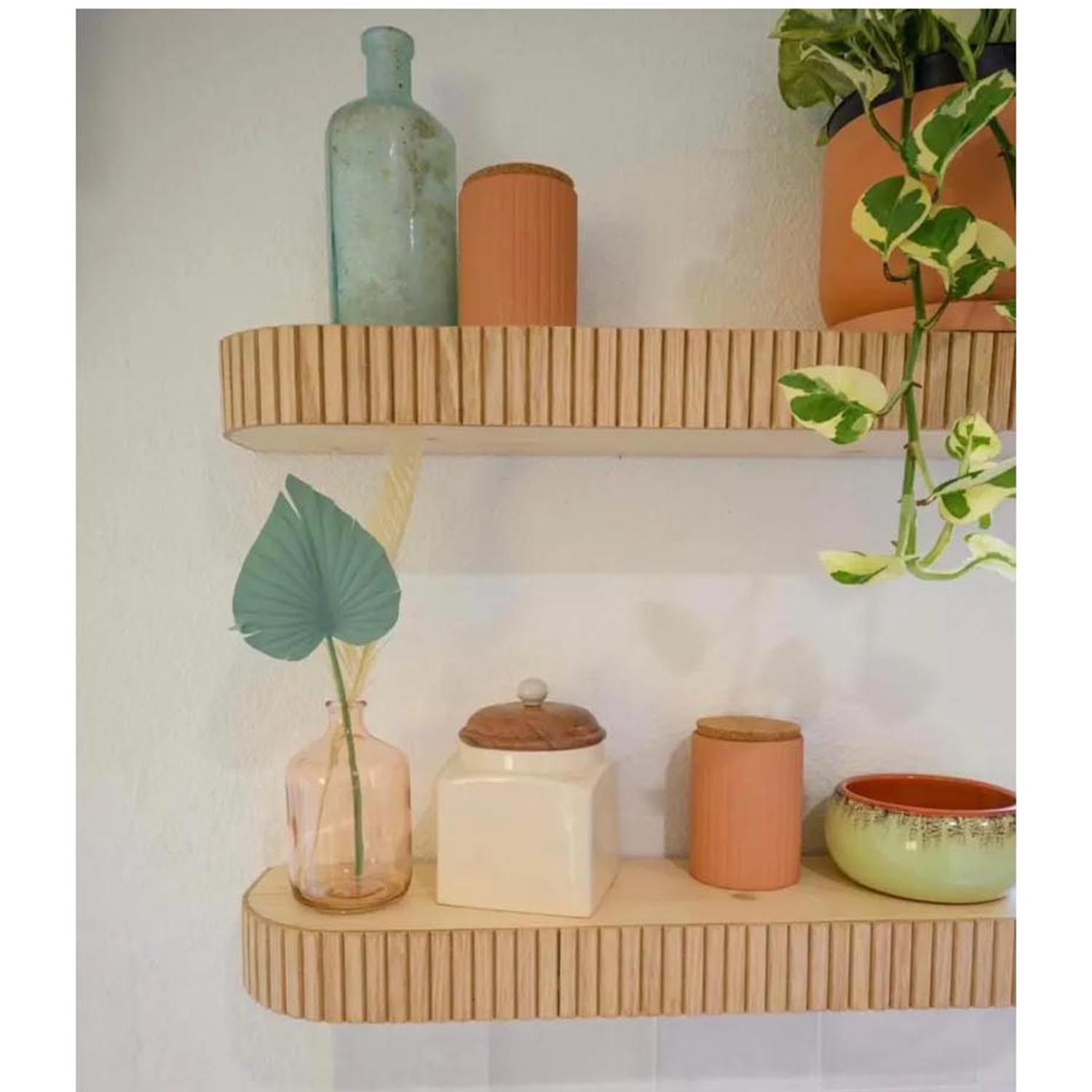Wooden Floating Wall Shelf with Rounded Corners & Recessed Groove – Modern Farmhouse Wall Storage Decor - Image 5