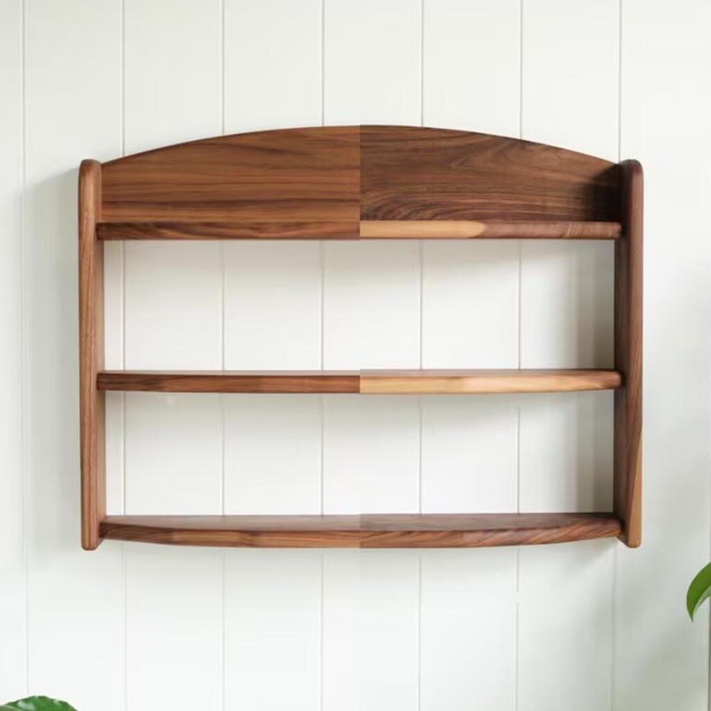 Three-Tier Wall Mounted Solid Walnut Wood Shelf – Layered Storage & Display Shelf for Modern Home