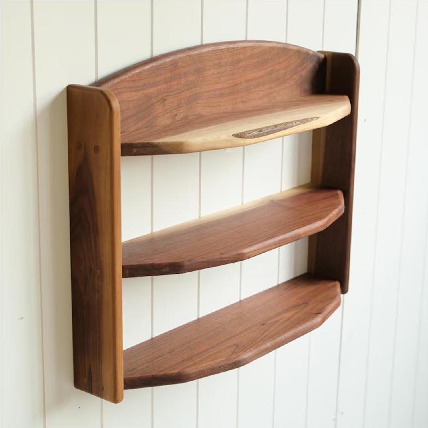Three-Tier Wall Mounted Solid Walnut Wood Shelf – Layered Storage & Display Shelf for Modern Home - Image 3