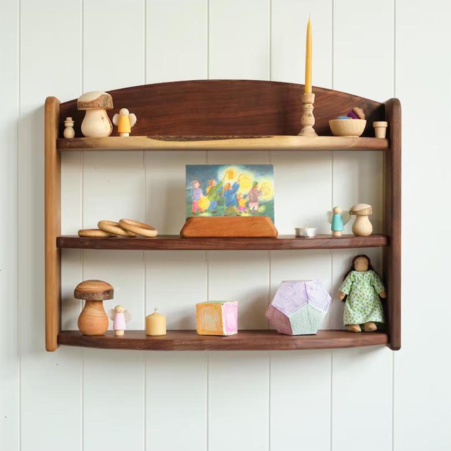 Three-Tier Wall Mounted Solid Walnut Wood Shelf – Layered Storage & Display Shelf for Modern Home - Image 4