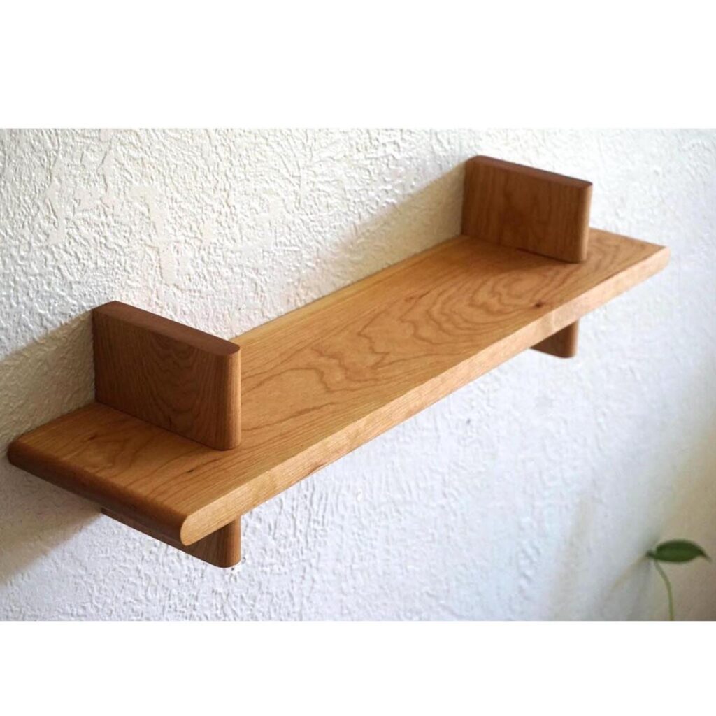 Minimalist Wooden Wall Mounted Storage Shelf – Handcrafted Wall Shelving for Plants & Books, Ideal for Bathroom or Entryway