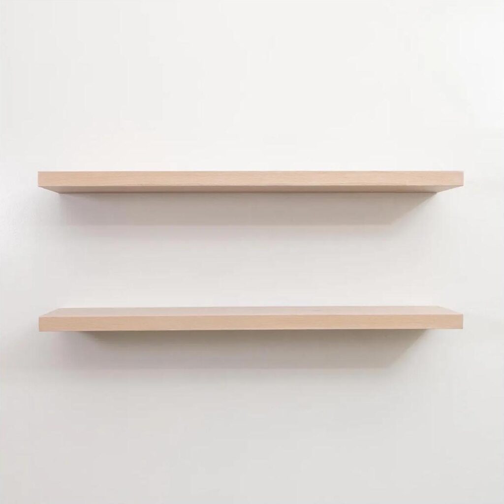 White Oak Floating Wall Shelf – Wall Mount Storage & Display Shelf for Kitchen