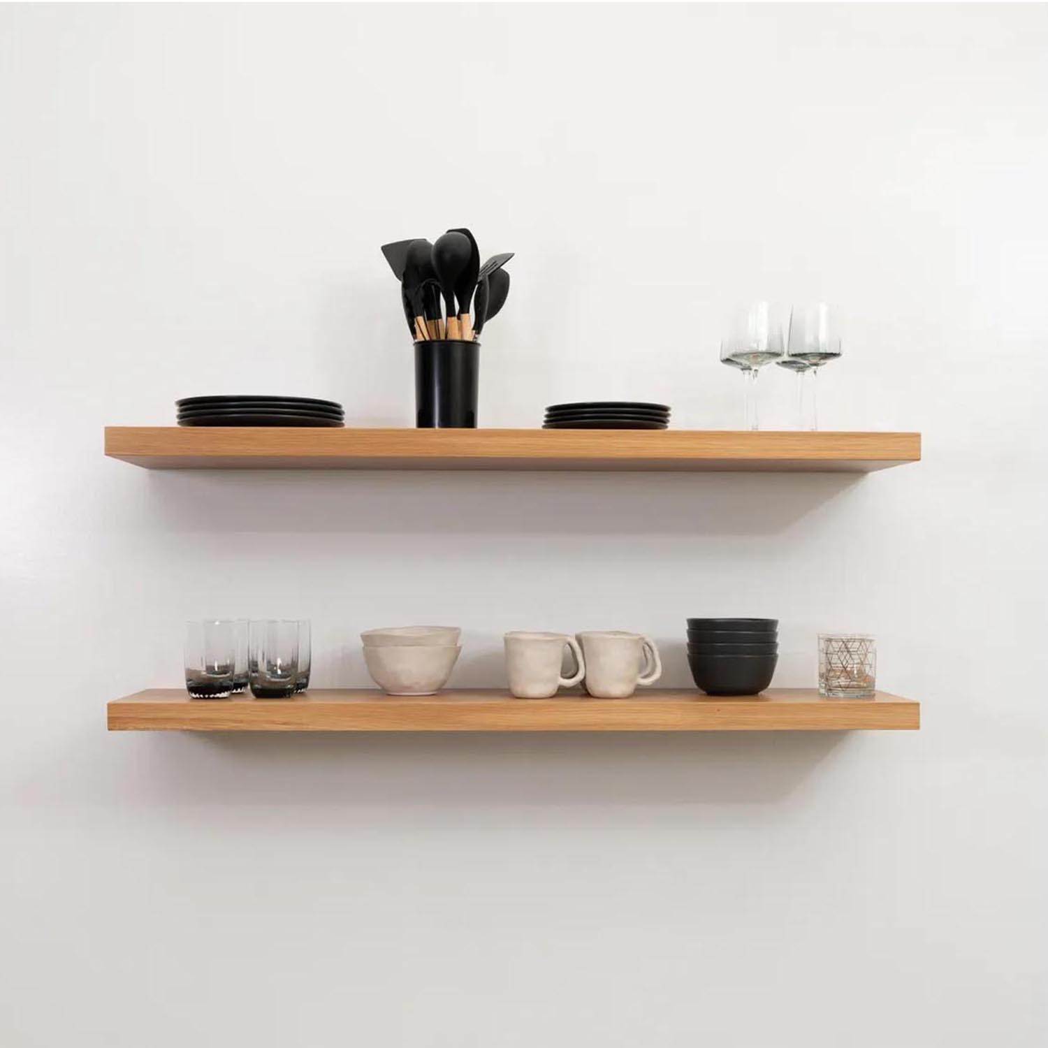 White Oak Floating Wall Shelf – Wall Mount Storage & Display Shelf for Kitchen - Image 2