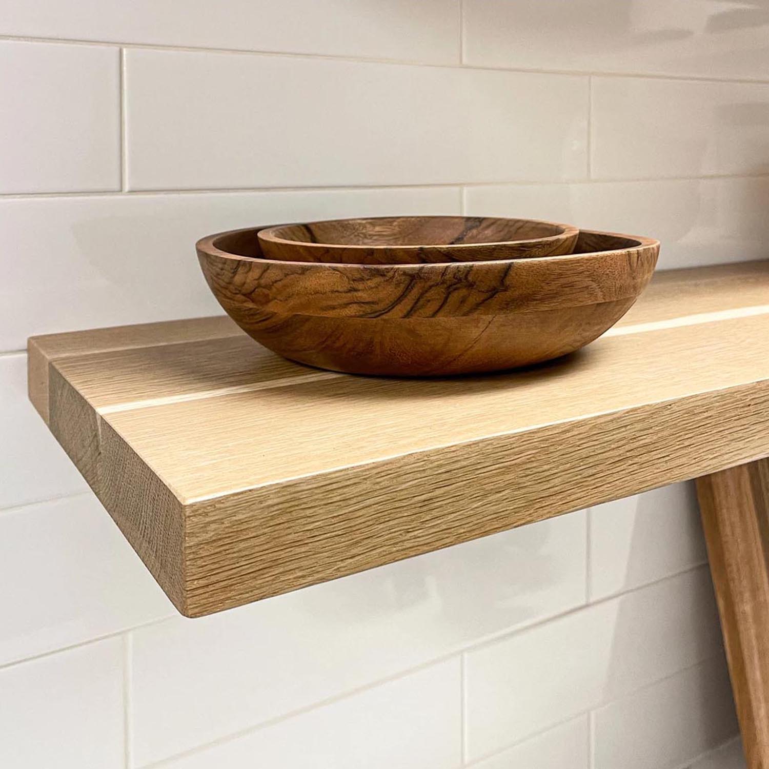 White Oak Floating Wall Shelf – Wall Mount Storage & Display Shelf for Kitchen - Image 4