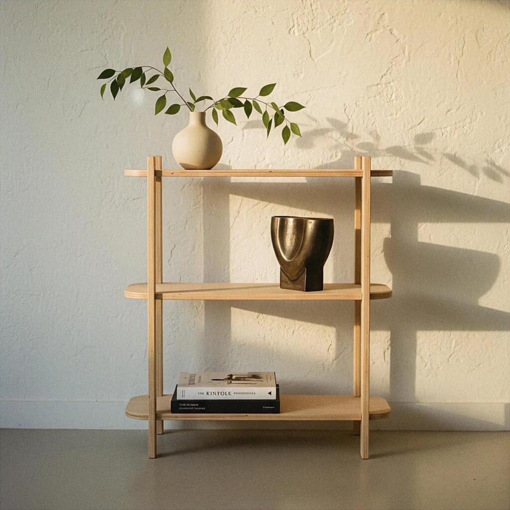 Modern Industrial Small Wooden Bookcase – Freestanding Bookshelf & Kids Storage Display Shelving Unit