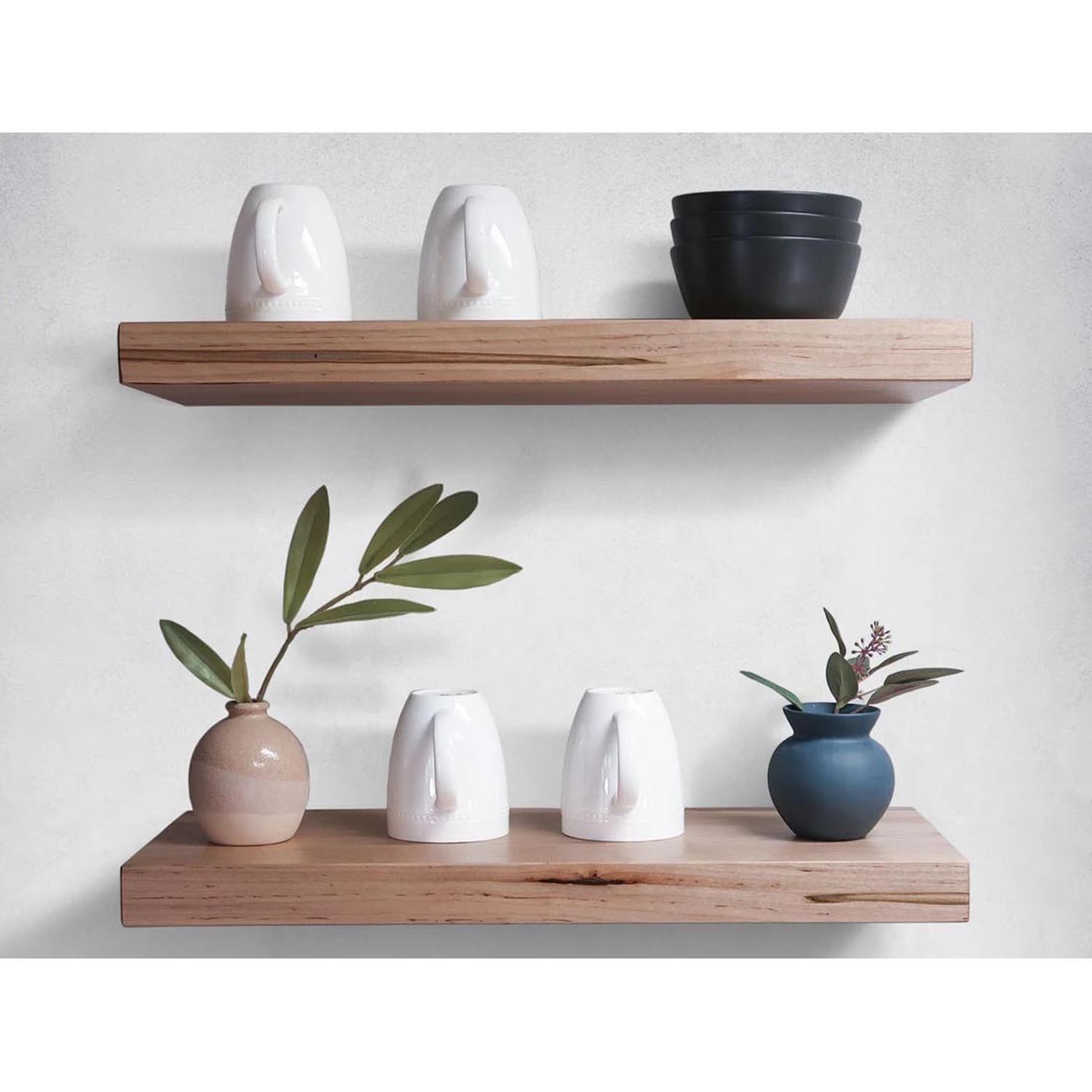 Maple Floating Wall Shelf – Heavy Duty Kitchen Wall Mount Storage Solid Wood Shelf - Image 3