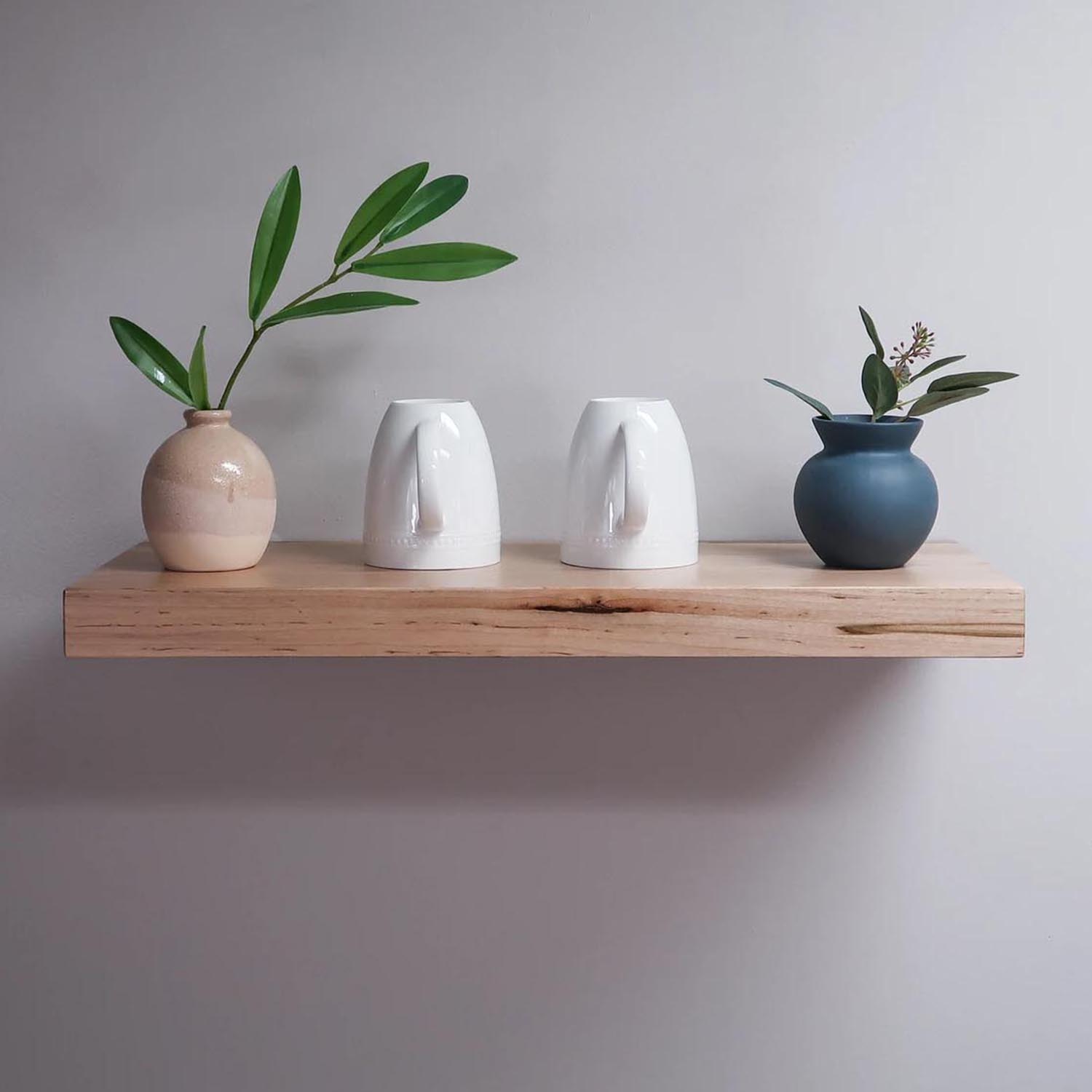 Maple Floating Wall Shelf – Heavy Duty Kitchen Wall Mount Storage Solid Wood Shelf - Image 4