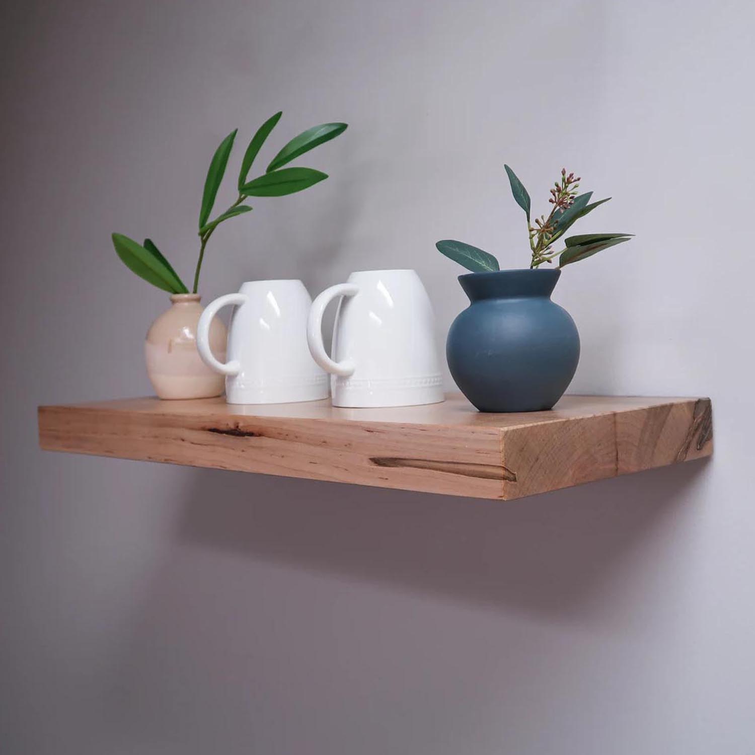 Maple Floating Wall Shelf – Heavy Duty Kitchen Wall Mount Storage Solid Wood Shelf - Image 5