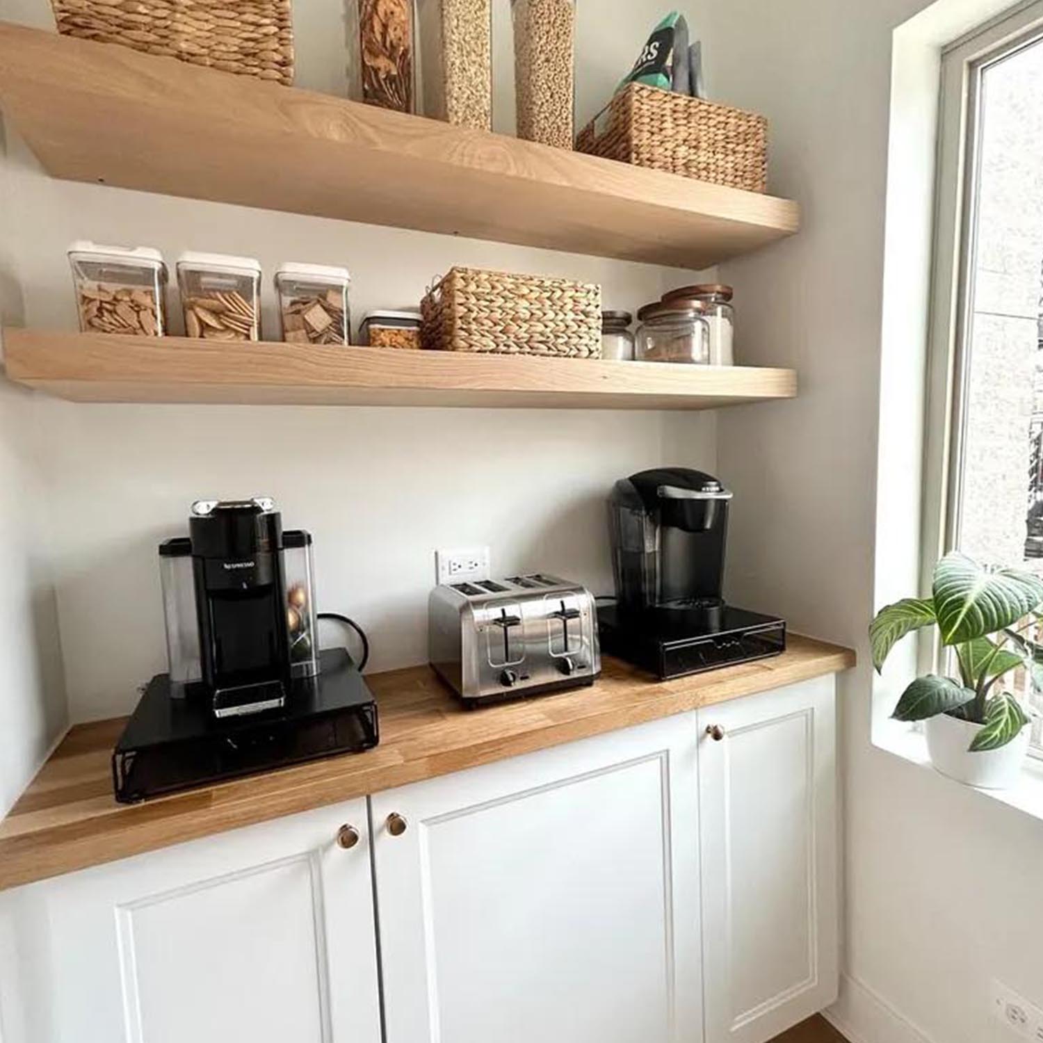 Handcrafted White Oak Floating Wall Shelf – Modern Solid Wood Wall Mount Storage Shelf for Kitchen - Image 4