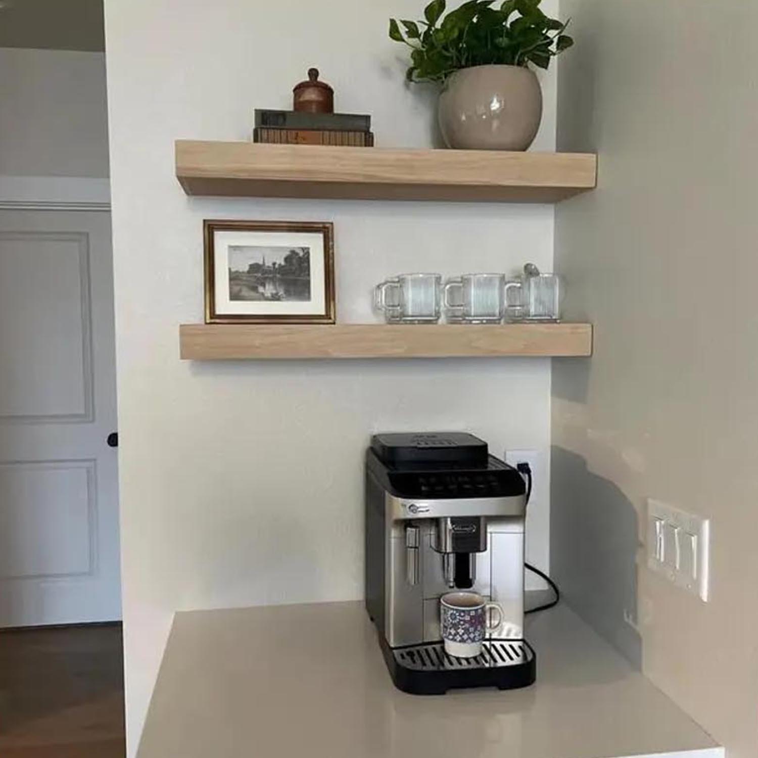 Handcrafted White Oak Floating Wall Shelf – Modern Solid Wood Wall Mount Storage Shelf for Kitchen - Image 5