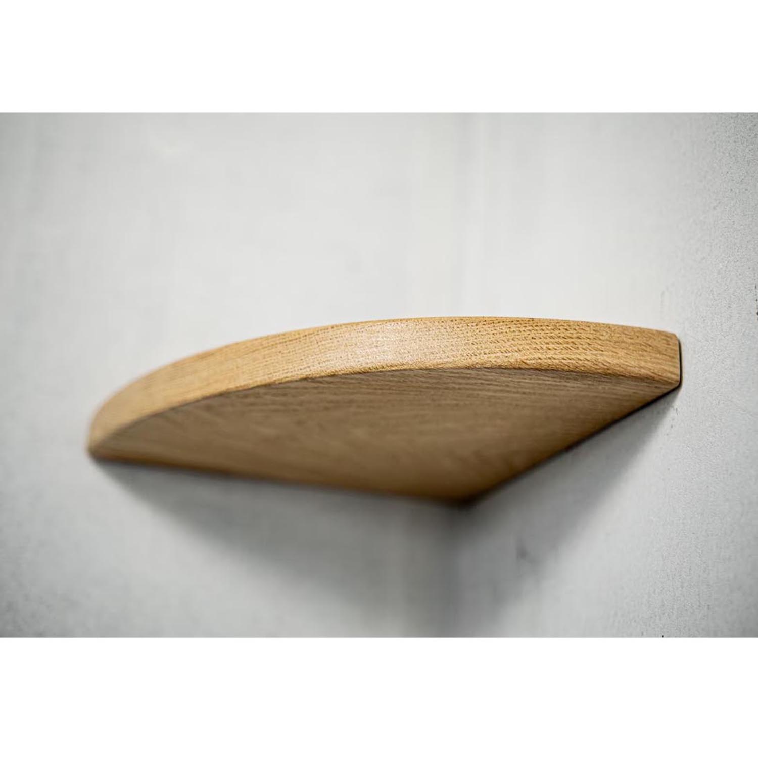 Corner Floating Wall Shelf – Natural Solid Oak Wall Mount Shelf with Hidden Bracket & Hand-Rounded Edge Ledge for Plants & Decor