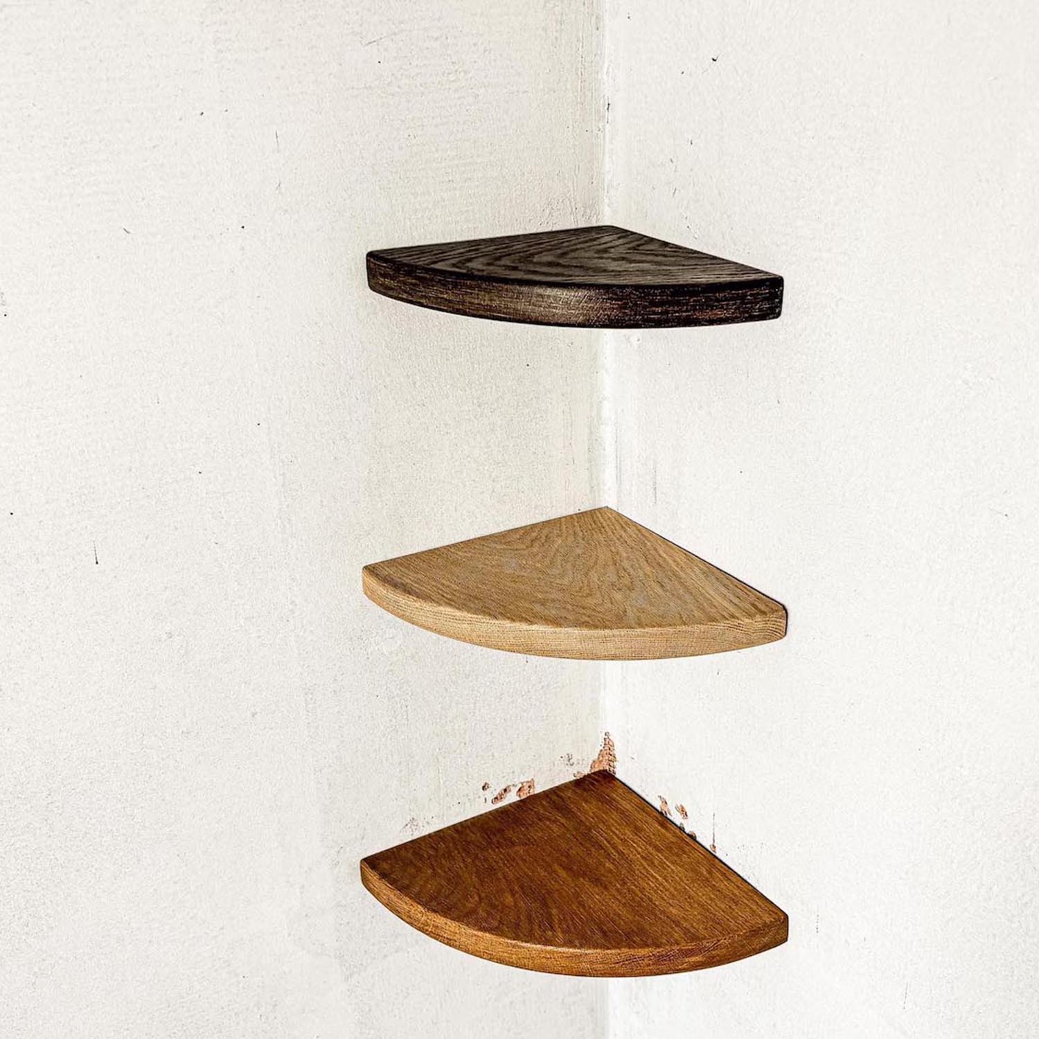Corner Floating Wall Shelf – Natural Solid Oak Wall Mount Shelf with Hidden Bracket & Hand-Rounded Edge Ledge for Plants & Decor - Image 6