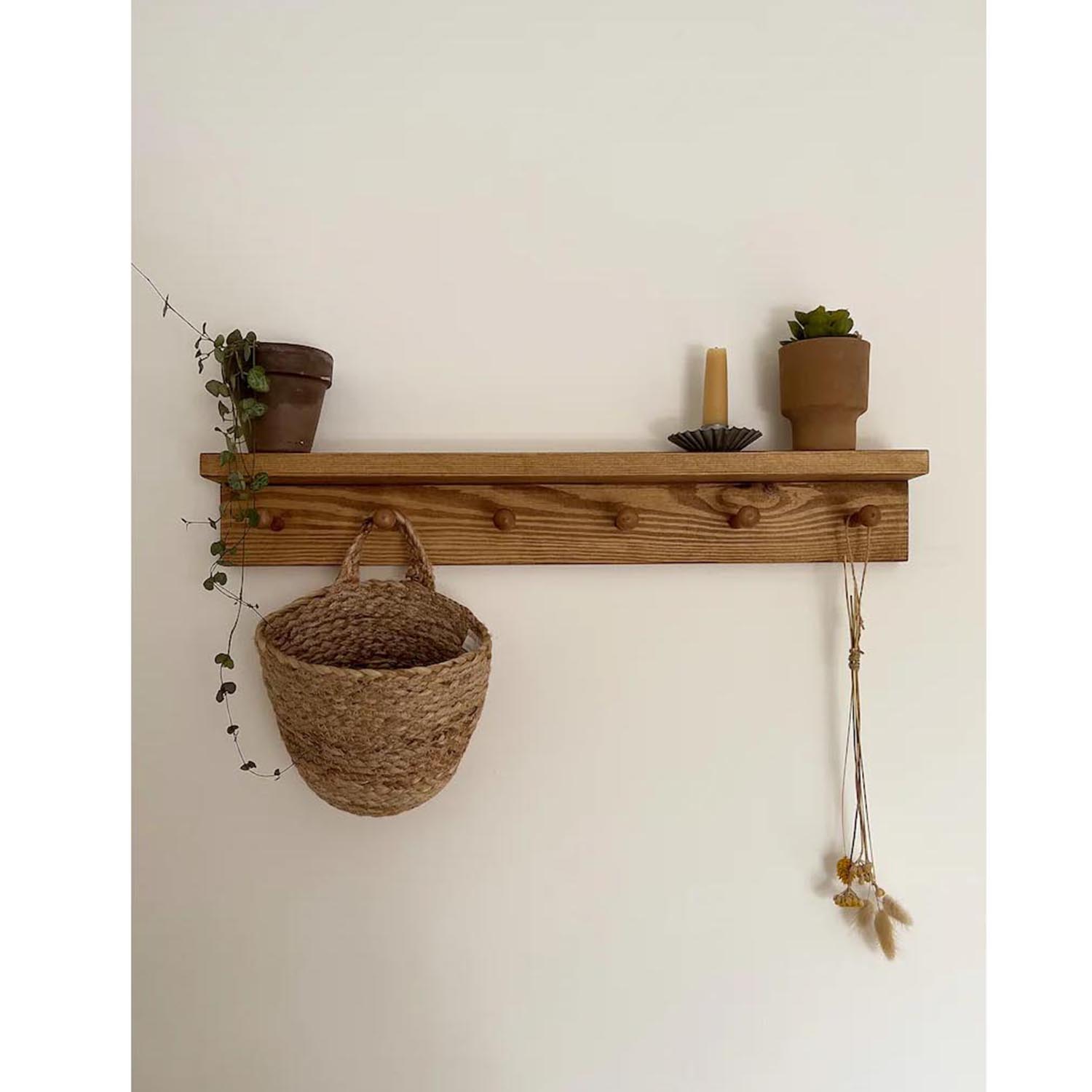 Solid Wood Cradle-Style Wall Hook Rack – Wall Mounted Hanging Storage, Coat Hooks & Kitchen Hanging Rail - Image 2
