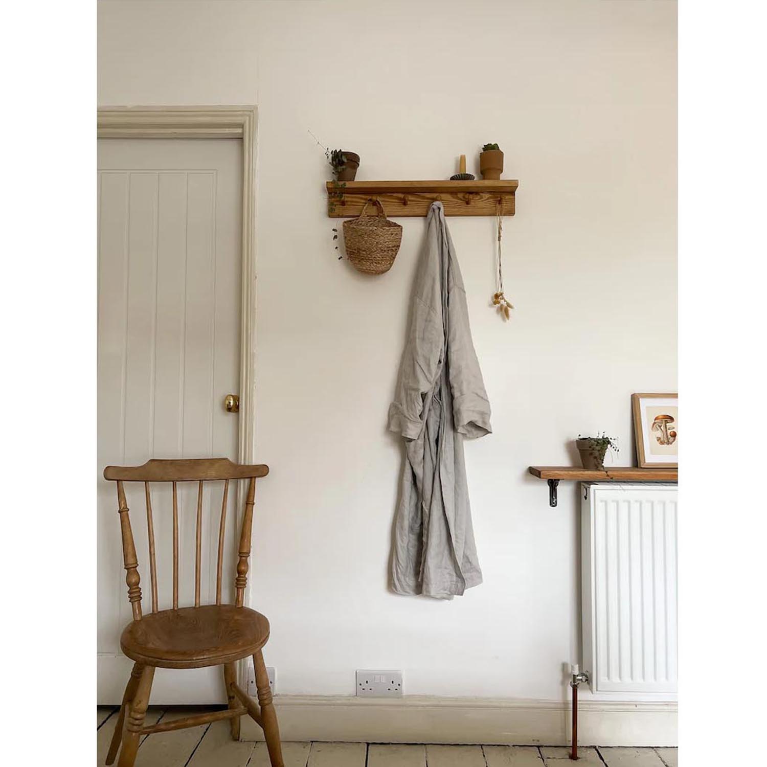 Solid Wood Cradle-Style Wall Hook Rack – Wall Mounted Hanging Storage, Coat Hooks & Kitchen Hanging Rail - Image 4