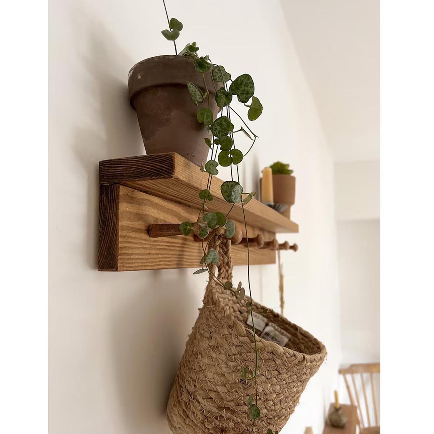 Solid Wood Cradle-Style Wall Hook Rack – Wall Mounted Hanging Storage, Coat Hooks & Kitchen Hanging Rail - Image 5