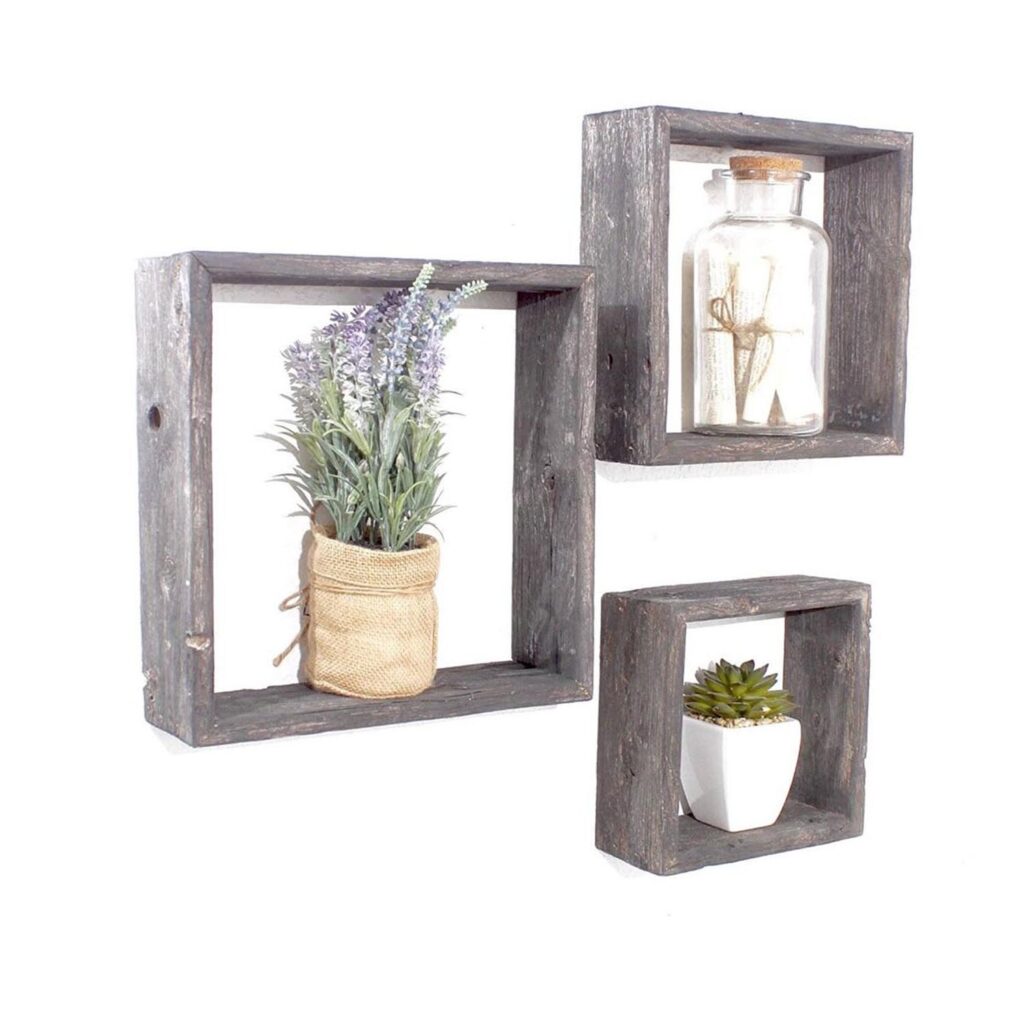Modern Wood Floating Shelves Set of 3 – Wall Mounted Kitchen & Bedroom Storage Shelves for Display & Wall Decor