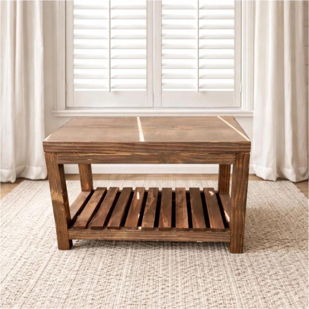 Handmade Farmhouse Two-Tier Entryway Console Table – Walnut Finish Indoor Plant Display Stand
