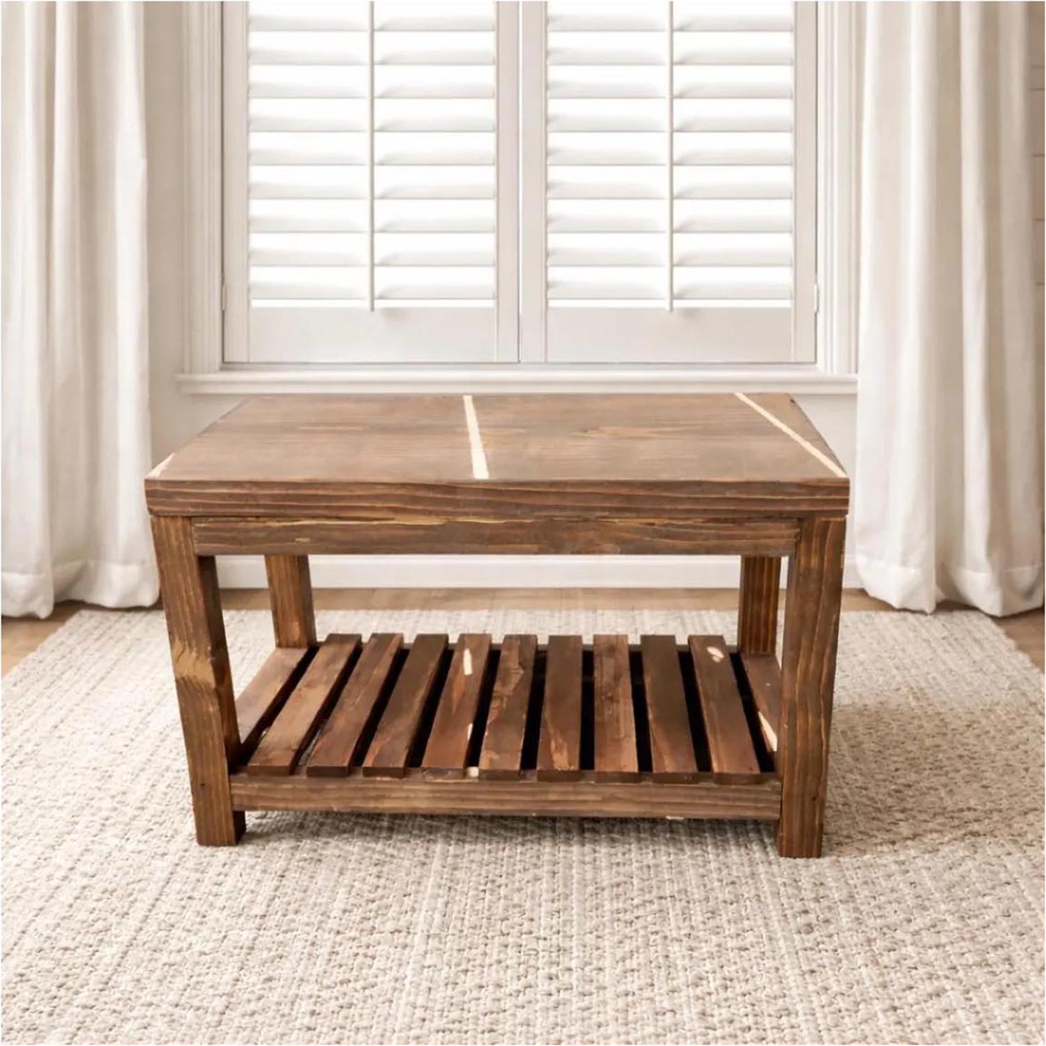 Handmade Farmhouse Two-Tier Entryway Console Table – Walnut Finish Indoor Plant Display Stand