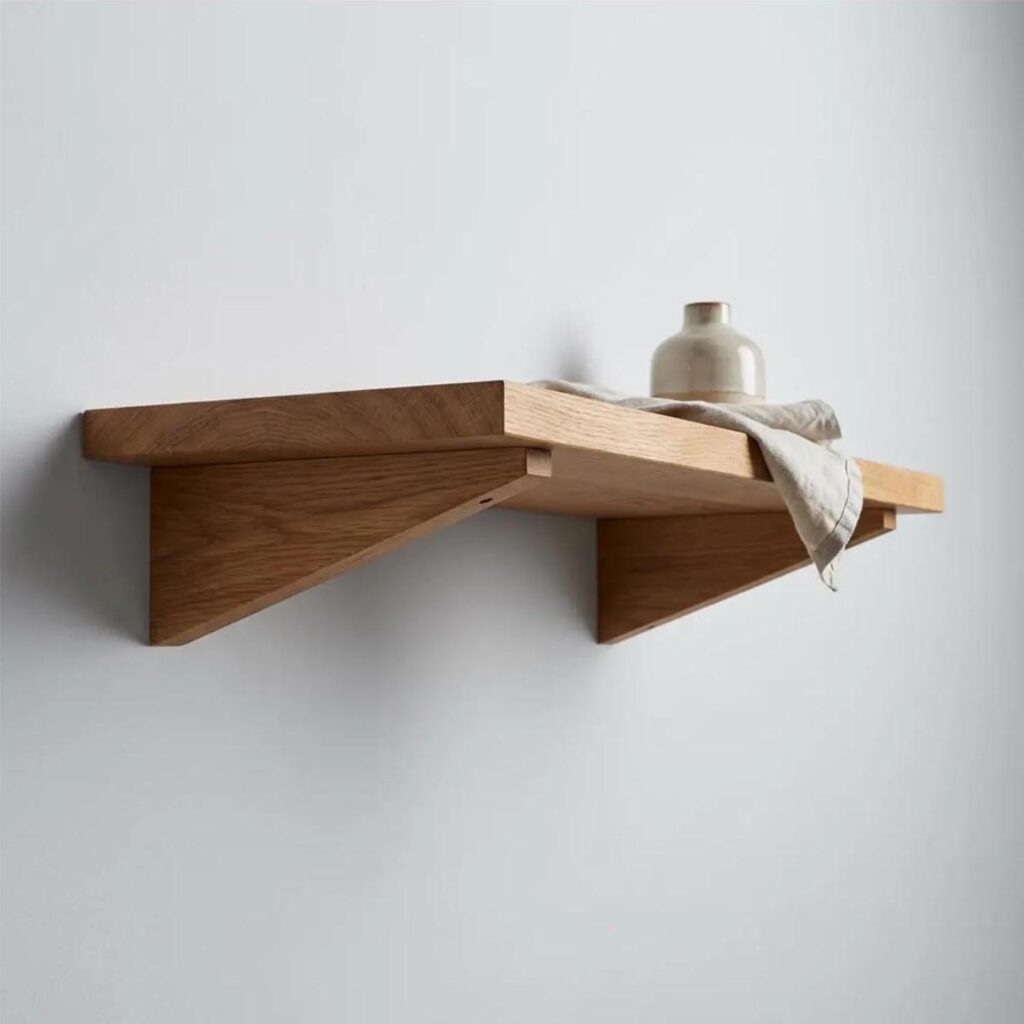 Oak Wood Floating Shelf Brackets – Minimalist Wall Mounted Support for Wall Shelves