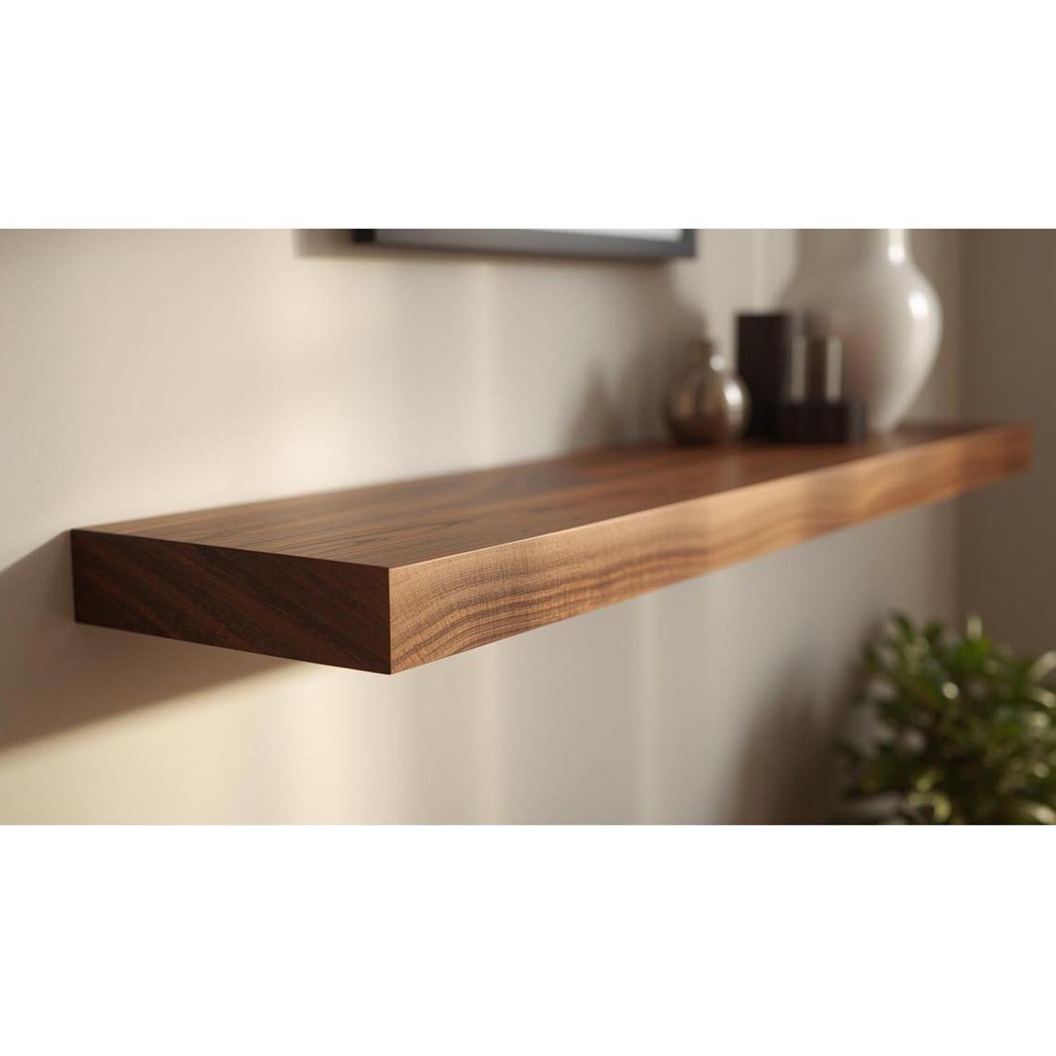 Solid Wood Floating Shelf with Unique Natural Wood Grain – Wall Mounted Decorative Storage Shelf - Image 4