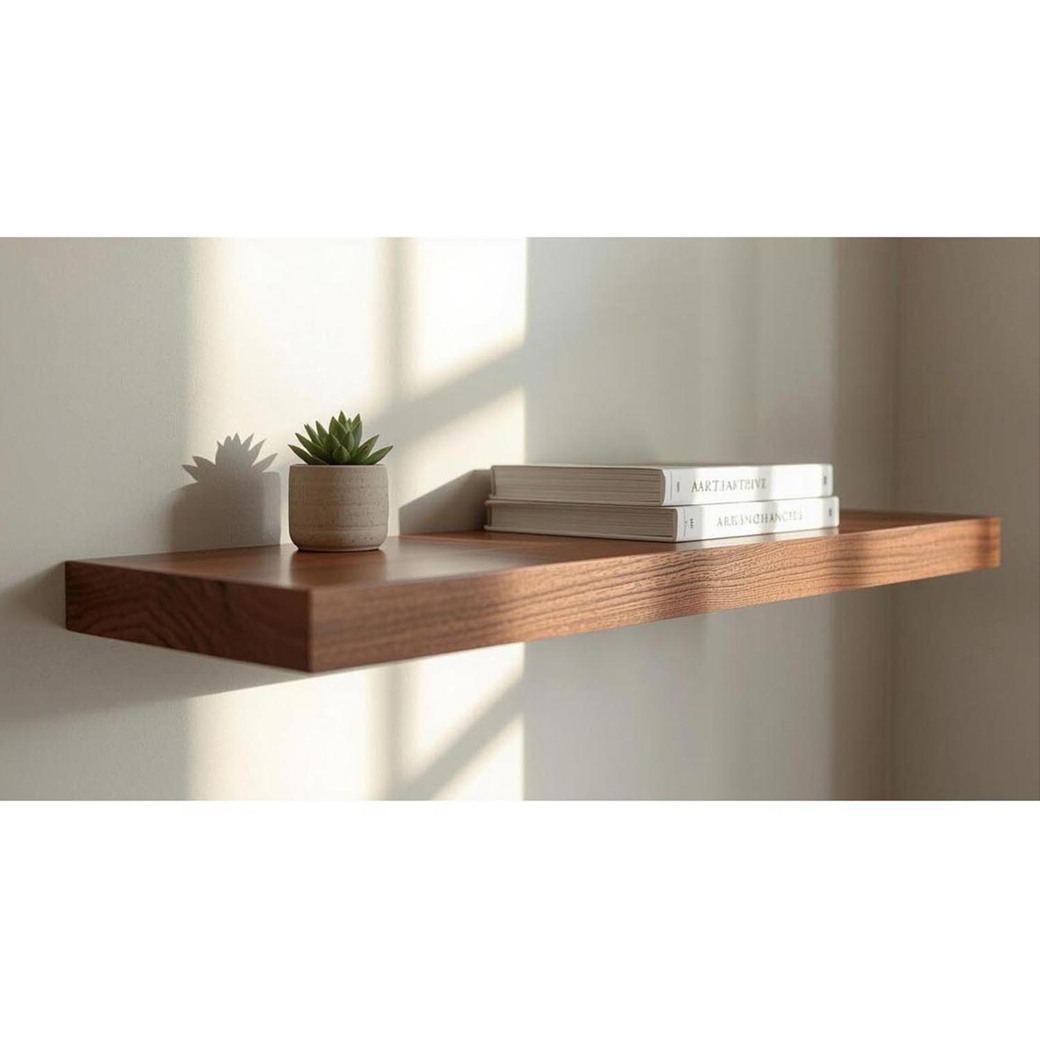 Solid Wood Floating Shelf with Unique Natural Wood Grain – Wall Mounted Decorative Storage Shelf - Image 6