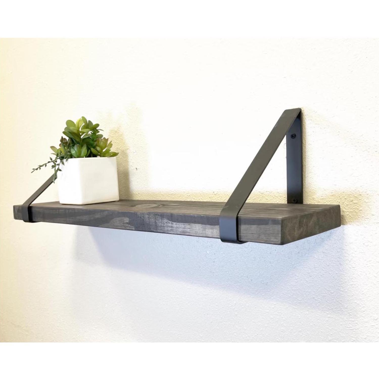 Rustic Wall Mounted Shelf with Triangle Brackets – Special Walnut Stained Farmhouse Wall Decor - Image 3