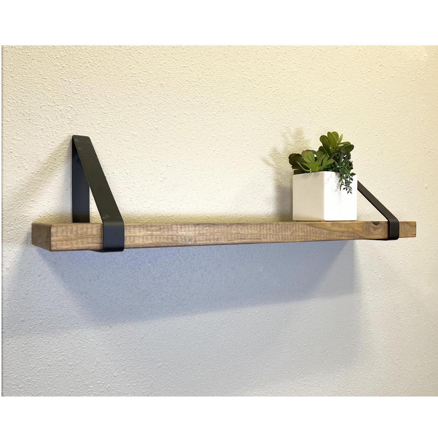Rustic Wall Mounted Shelf with Triangle Brackets – Special Walnut Stained Farmhouse Wall Decor - Image 4