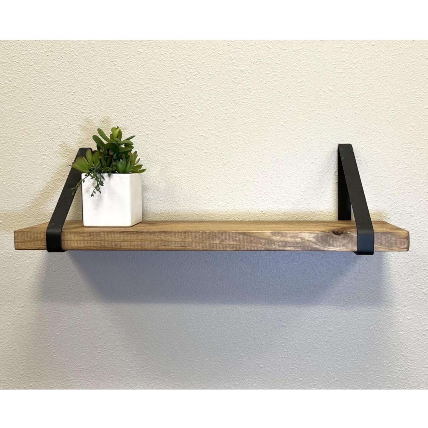 Rustic Wall Mounted Shelf with Triangle Brackets – Special Walnut Stained Farmhouse Wall Decor - Image 5