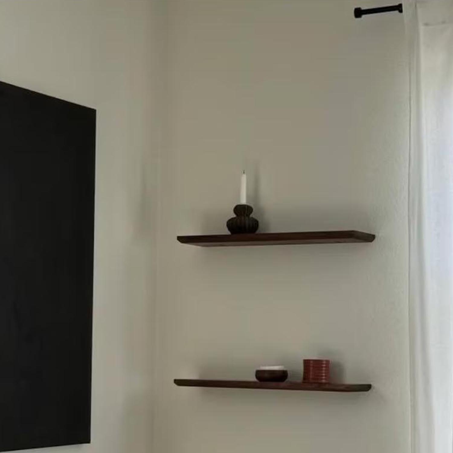 Minimalist Solid Wood Floating Shelf – Hidden-Mount Wall Storage & Display Shelf
